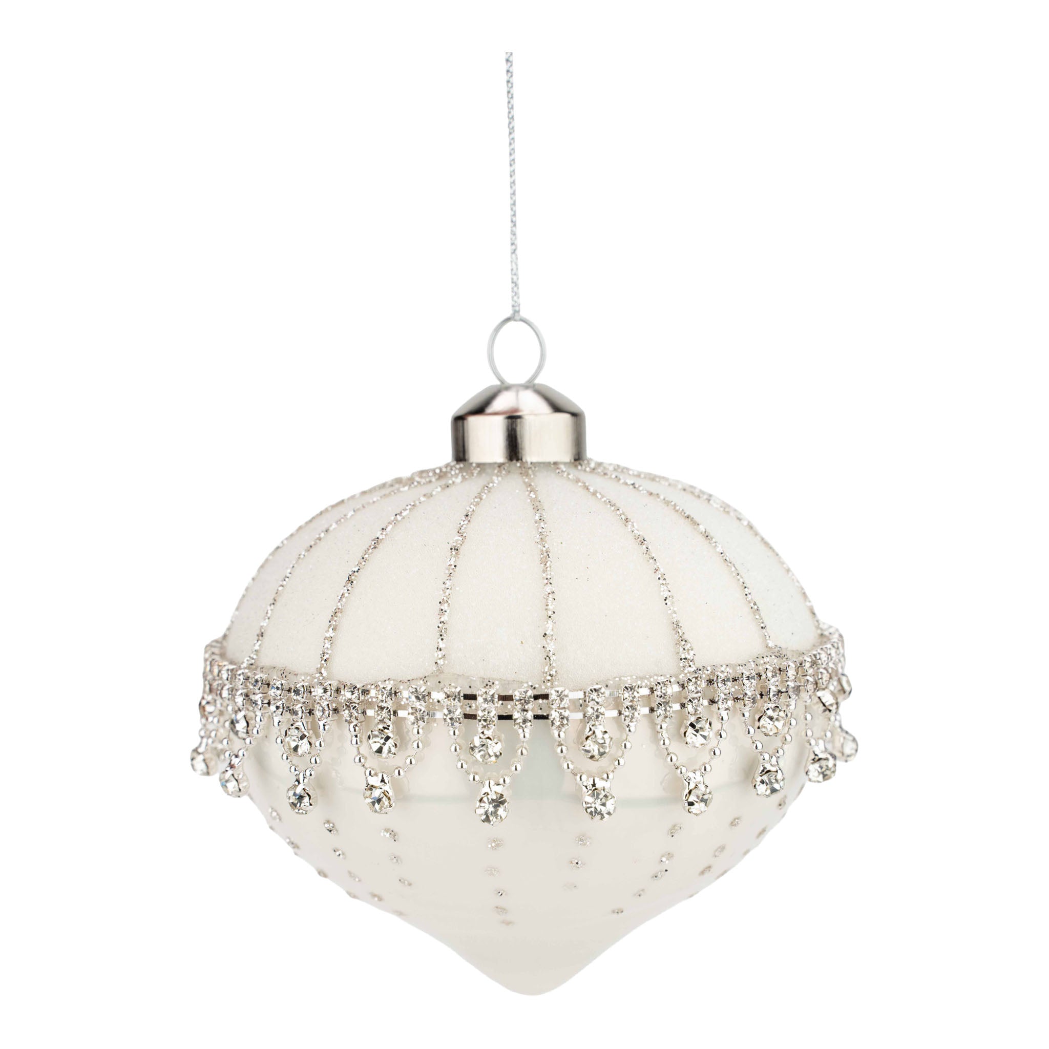 10cm White Silver Decorative Drop - Seasonal Decor