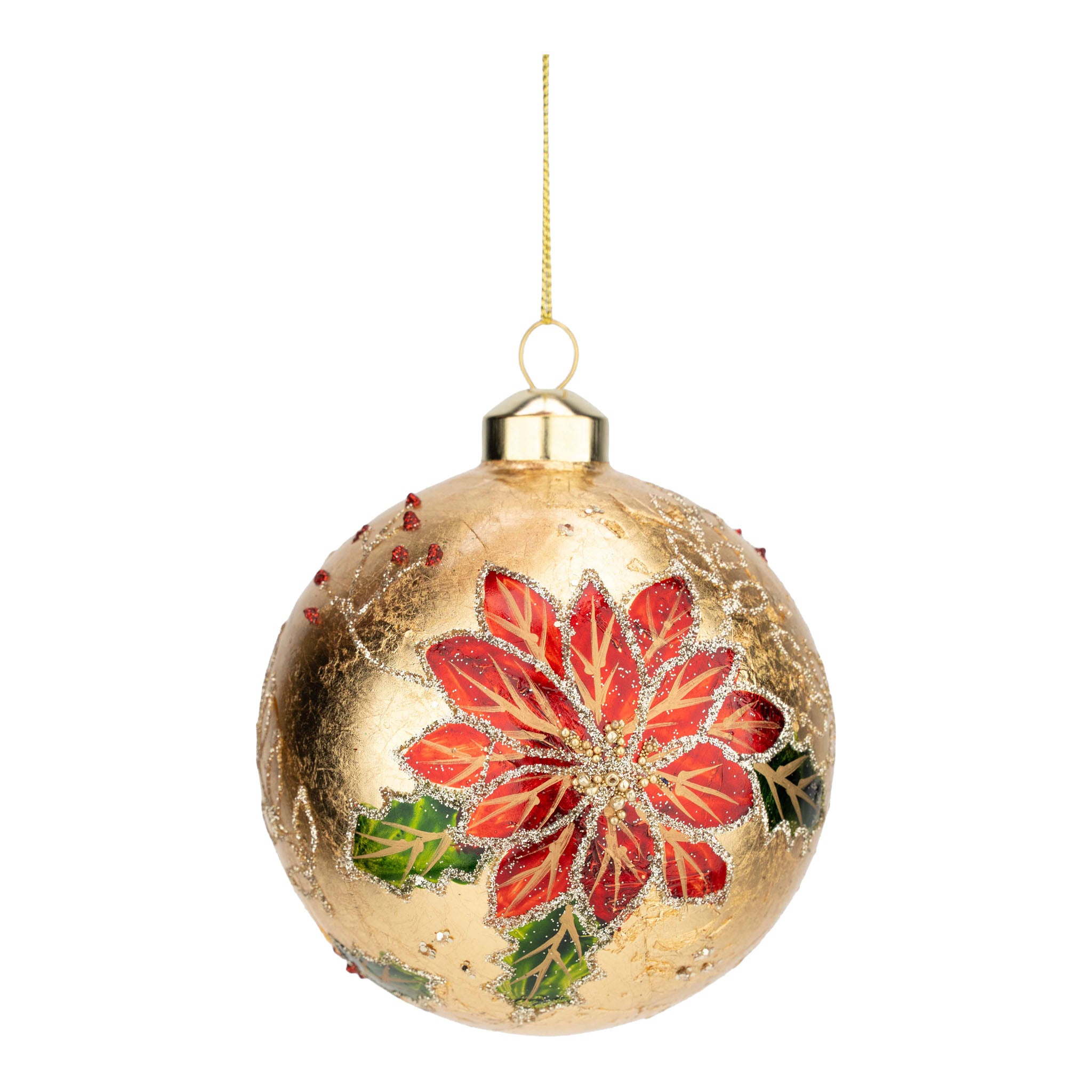 10cm Gold Poinsettia Ball - Seasonal Decor