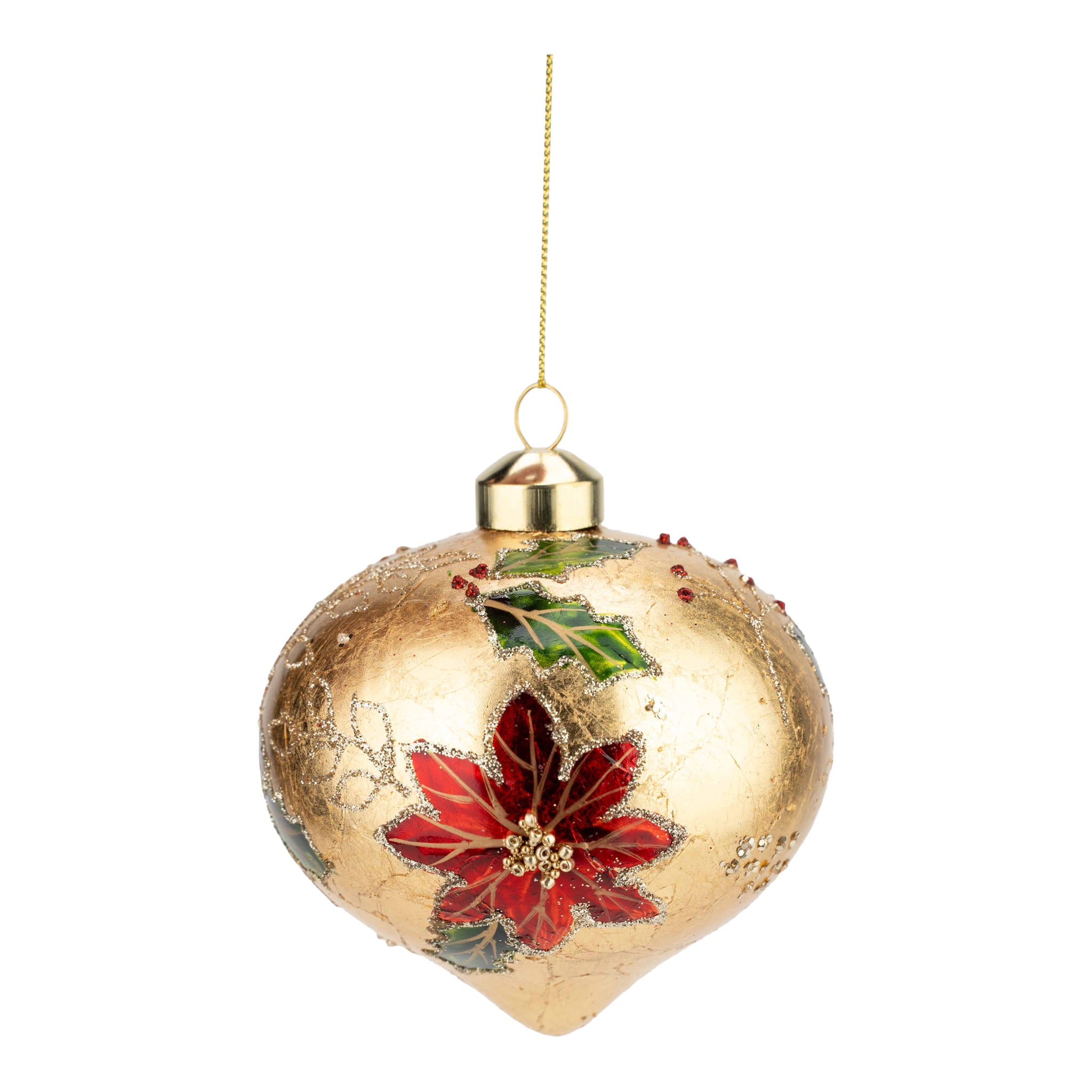 10cm Gold Poinsettia Drop - Seasonal Decor