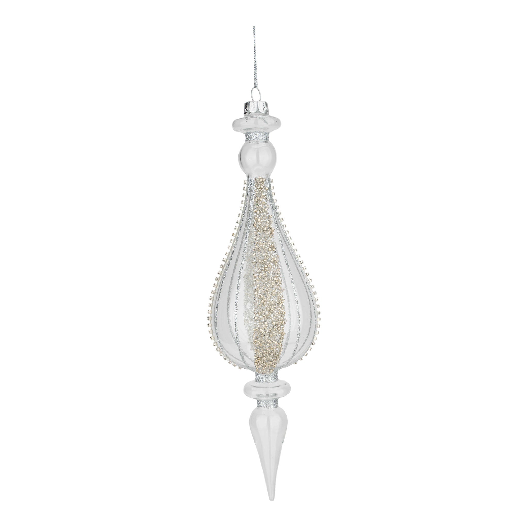 37cm Silver Encrusted Finial - Seasonal Decor