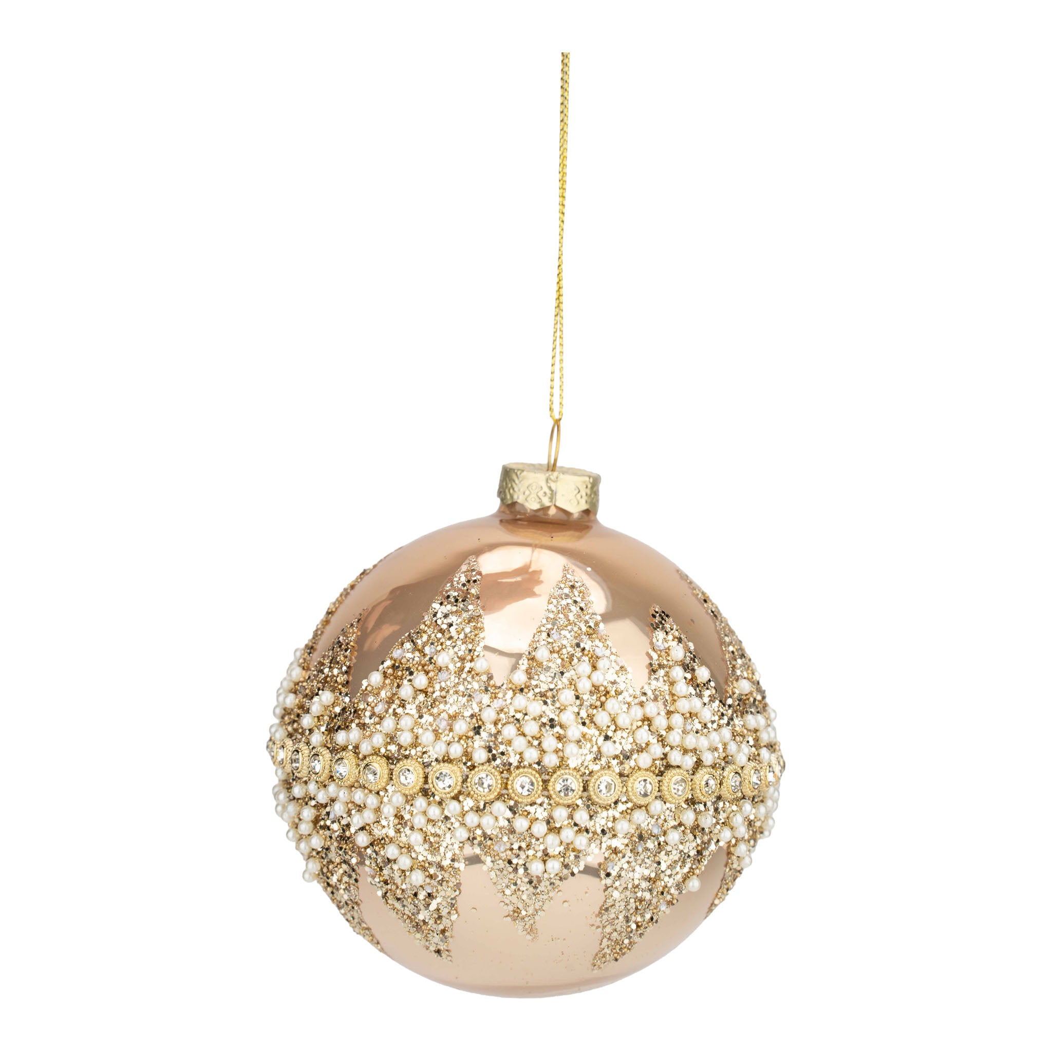 10cm Gold Pearl Encrusted Ball - Seasonal Decor