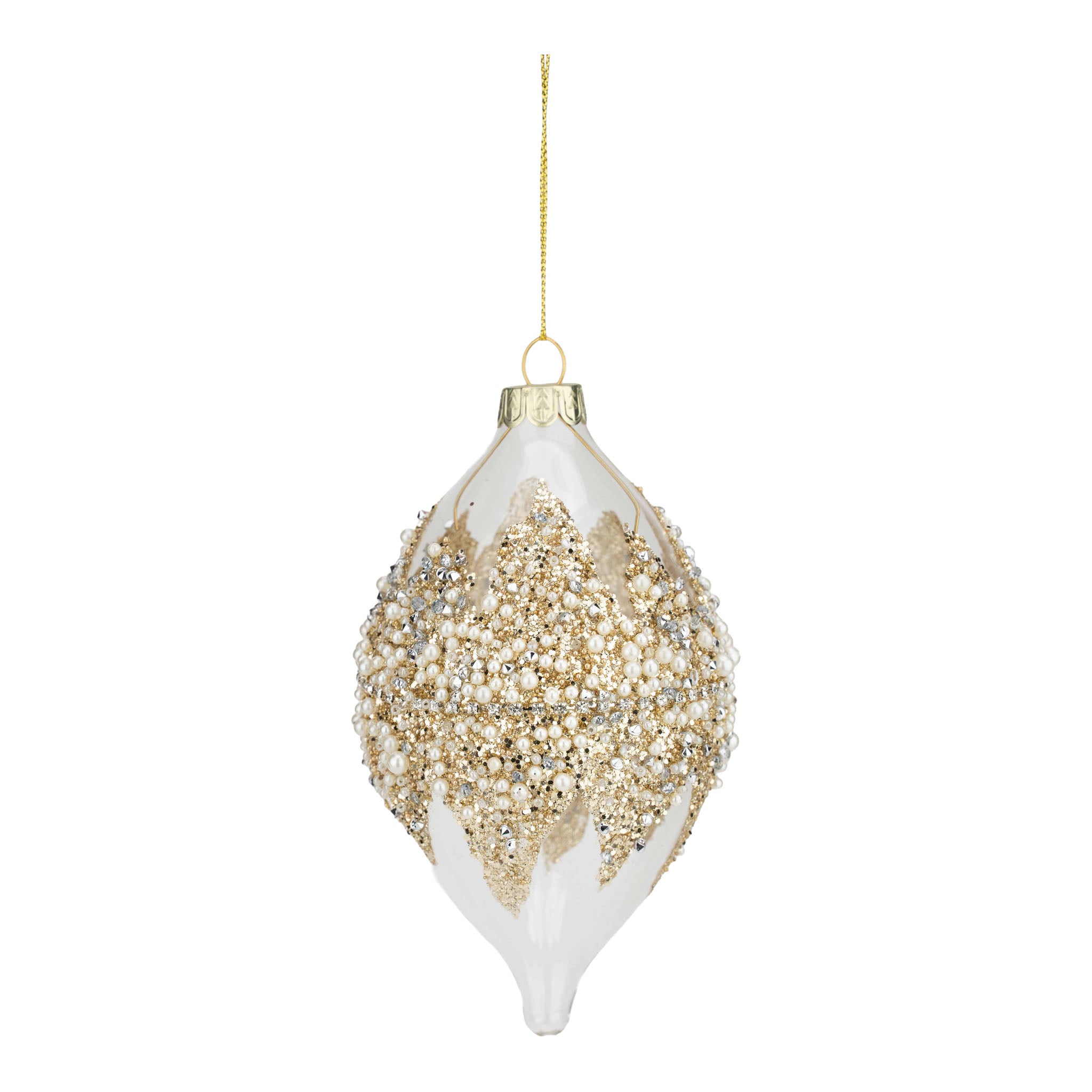 14cm Clear Encrusted Long Drop - Seasonal Decor