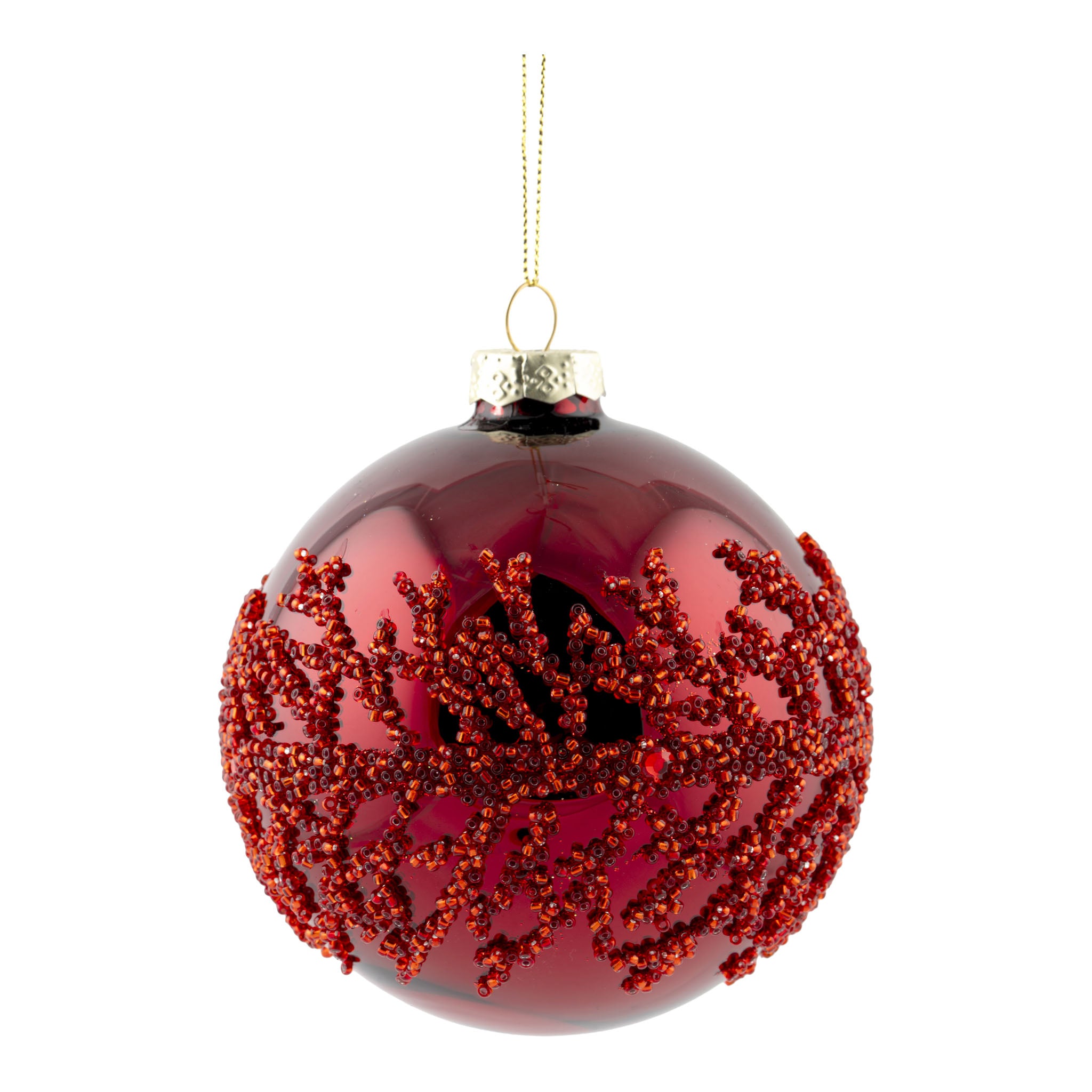 10cm Red Encrusted Branches Ball - Seasonal Decor