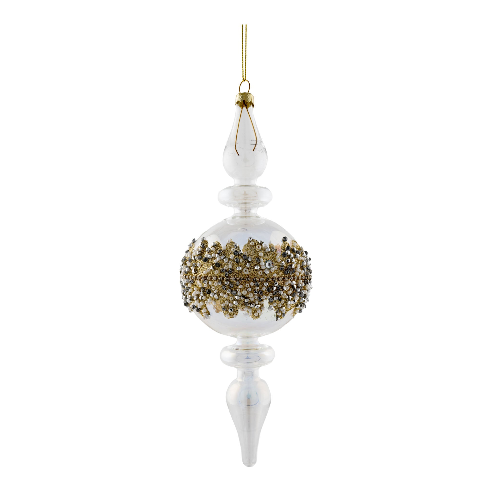 24cm Clear Encrusted Finial - Seasonal Decor