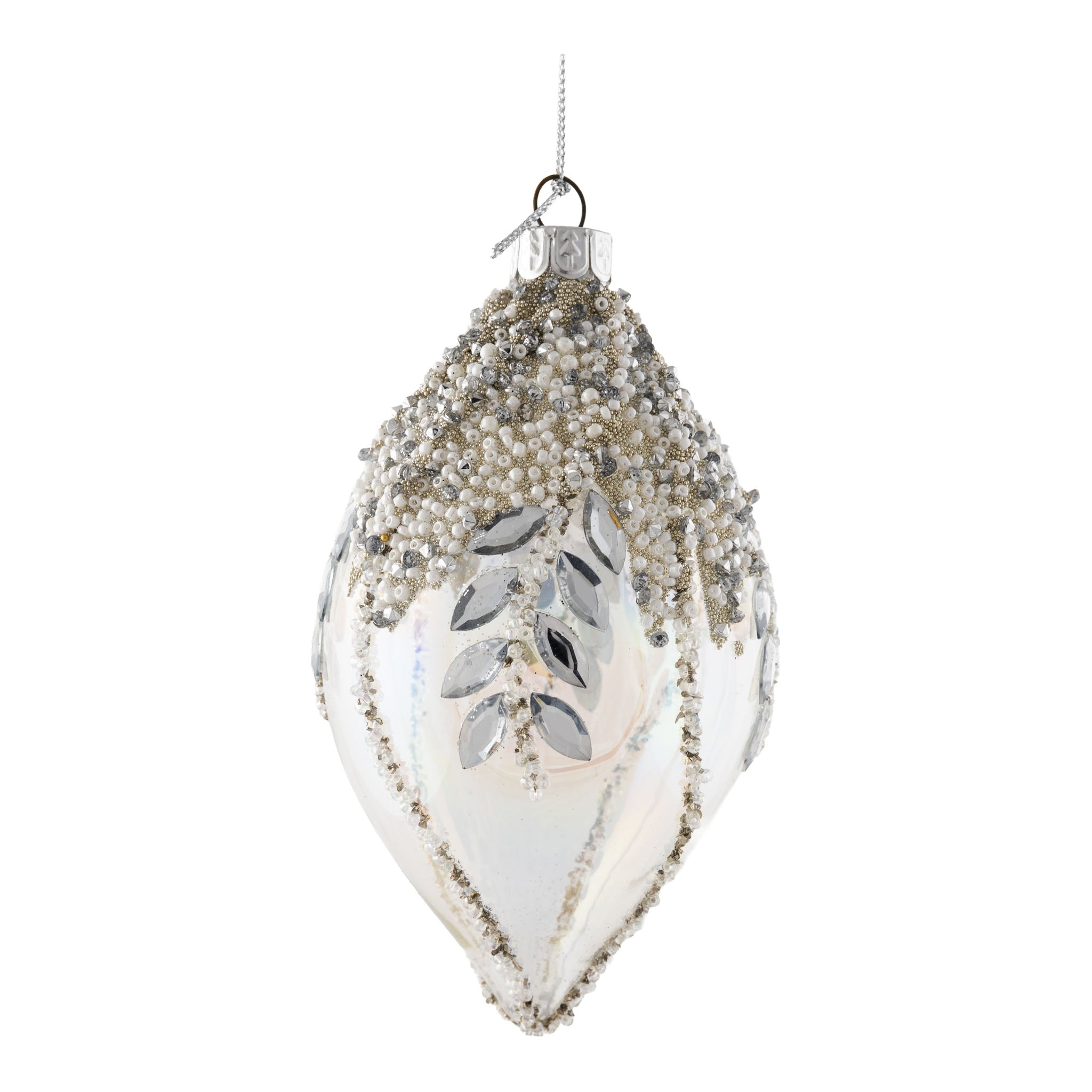 14cm Diamante Leaf Long Drop - Seasonal Decor