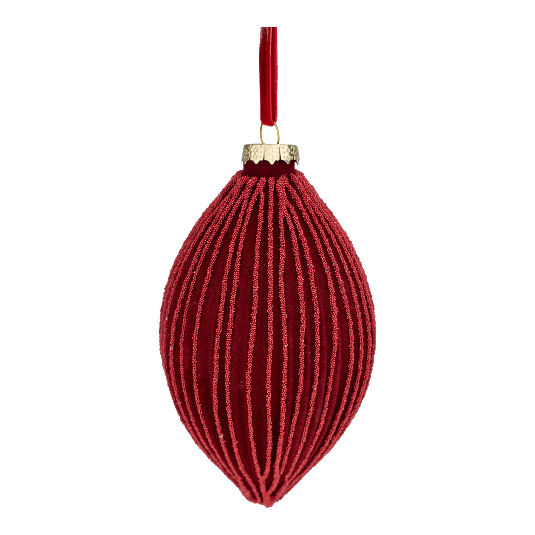 14cm Red Flocked Long Drop - Seasonal Decor