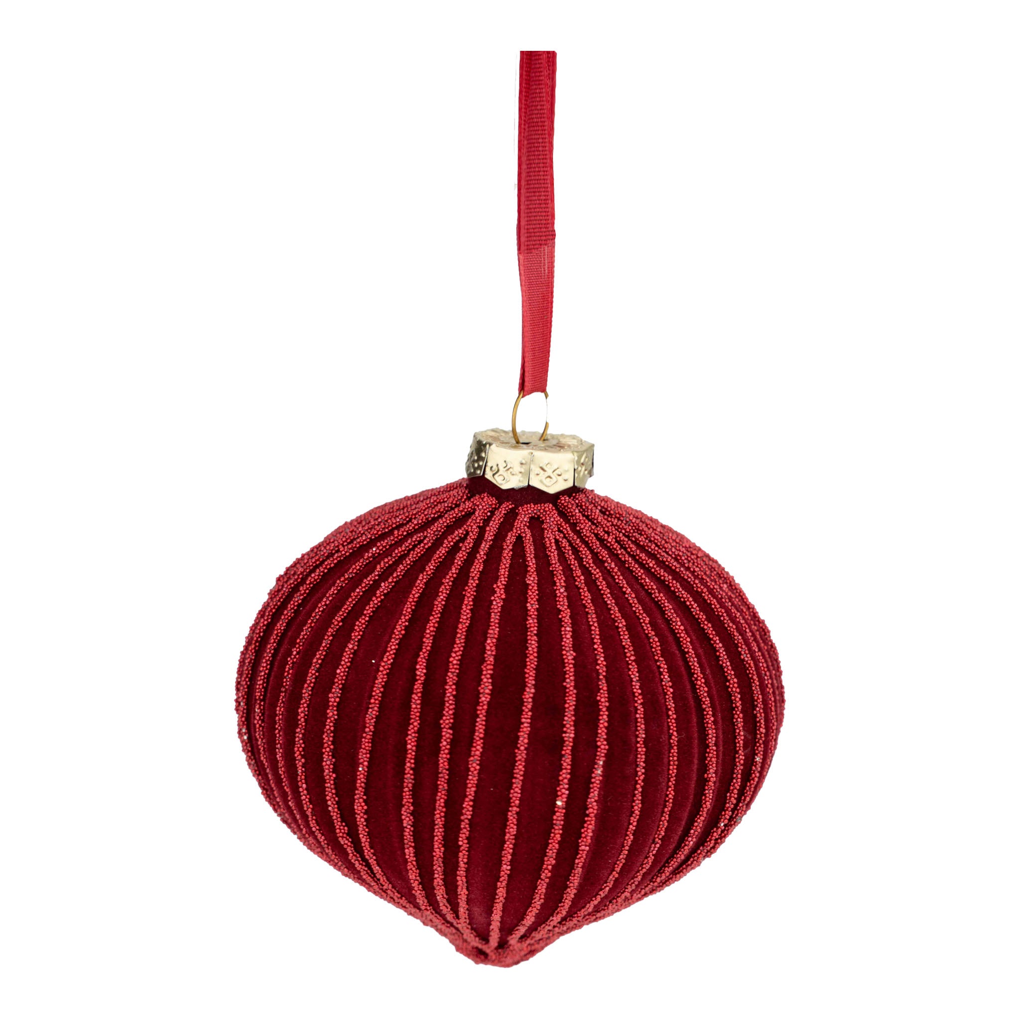 10cm Red Flocked Drop - Seasonal Decor