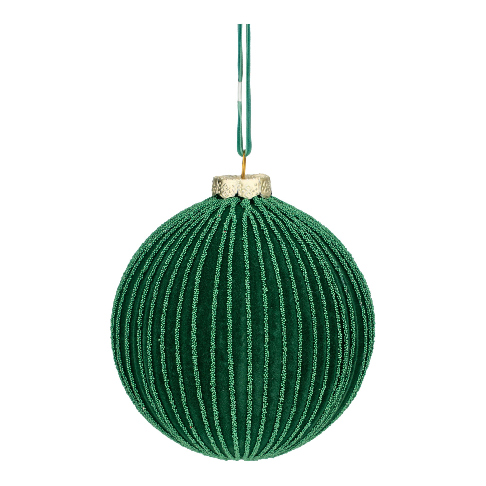 10cm Green Flocked Ball - Seasonal Decor