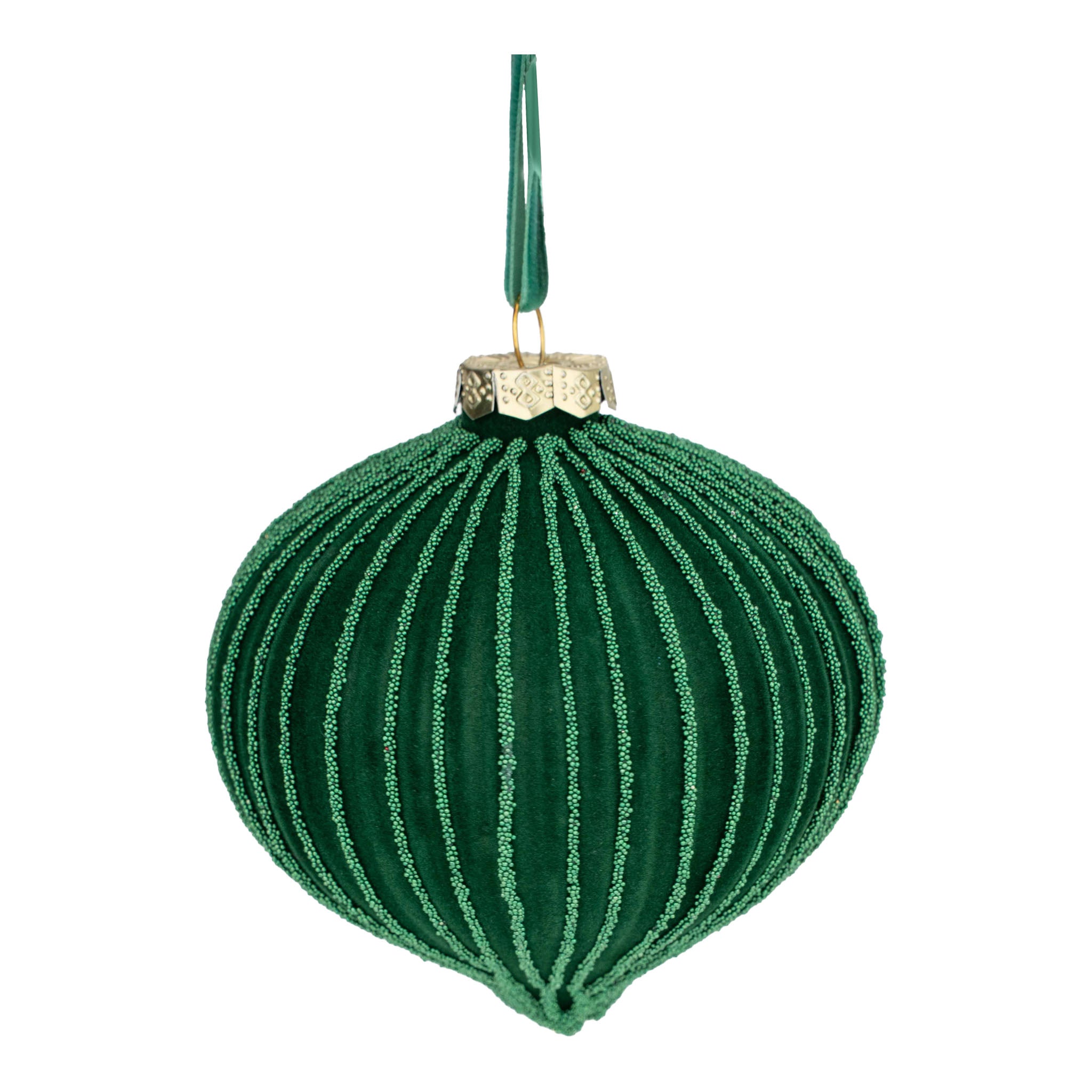 10cm Green Flocked Drop - Seasonal Decor