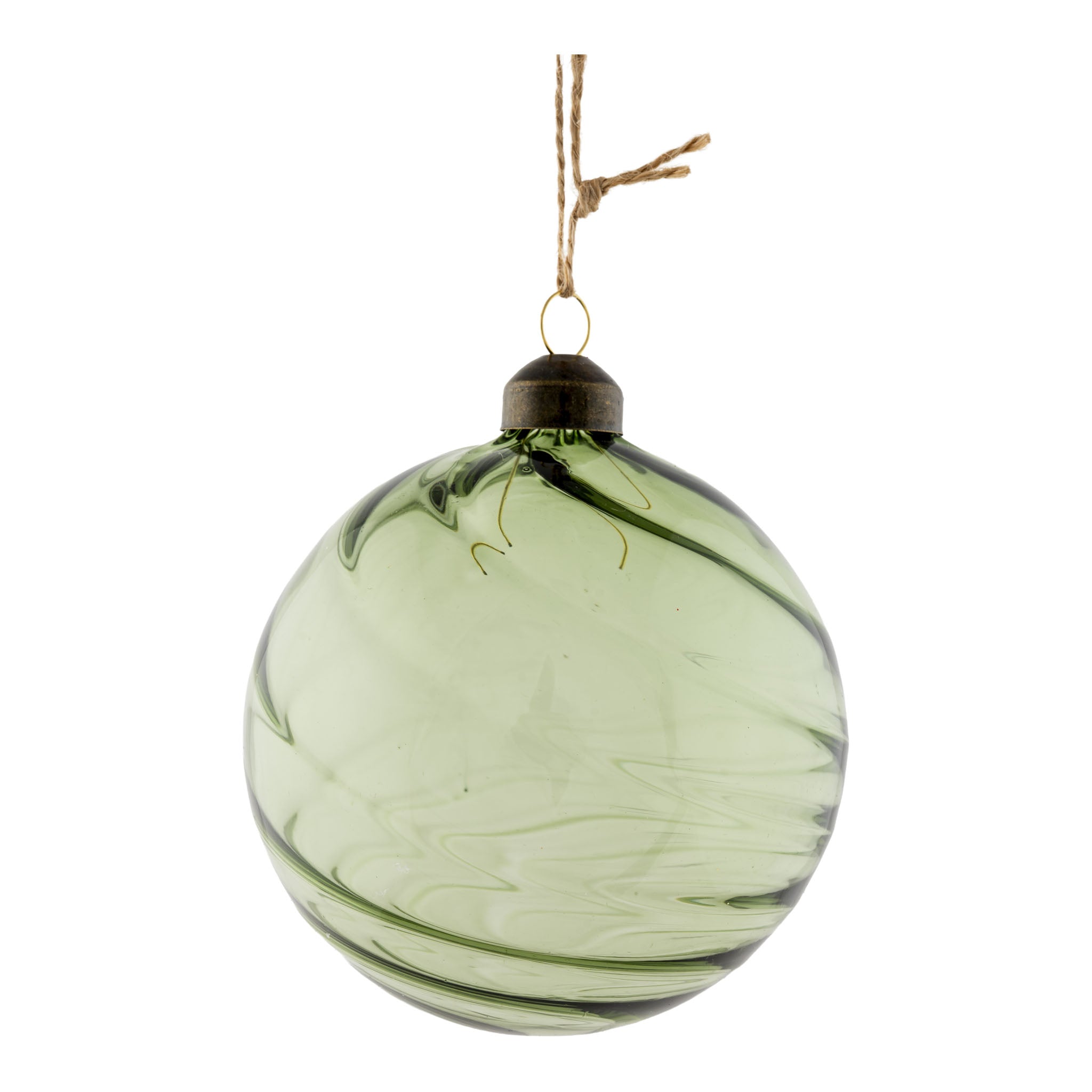 10cm Green Glass Swirl Ball - Seasonal Decor