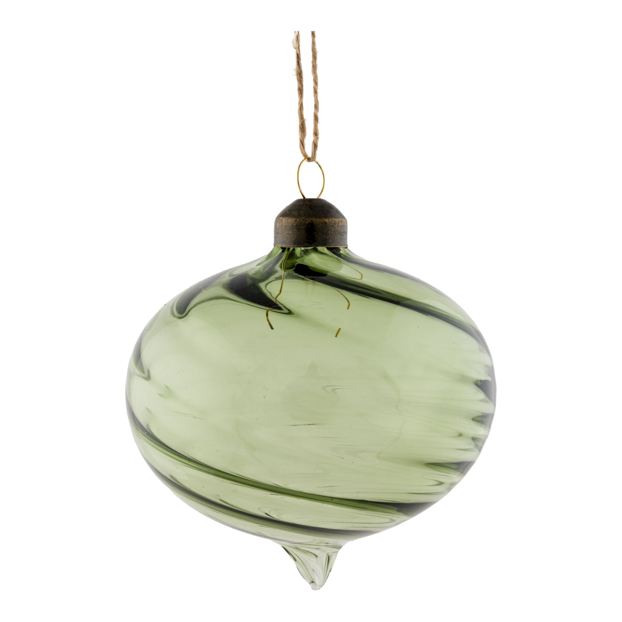 10cm Green Glass Swirl Drop - Seasonal Decor