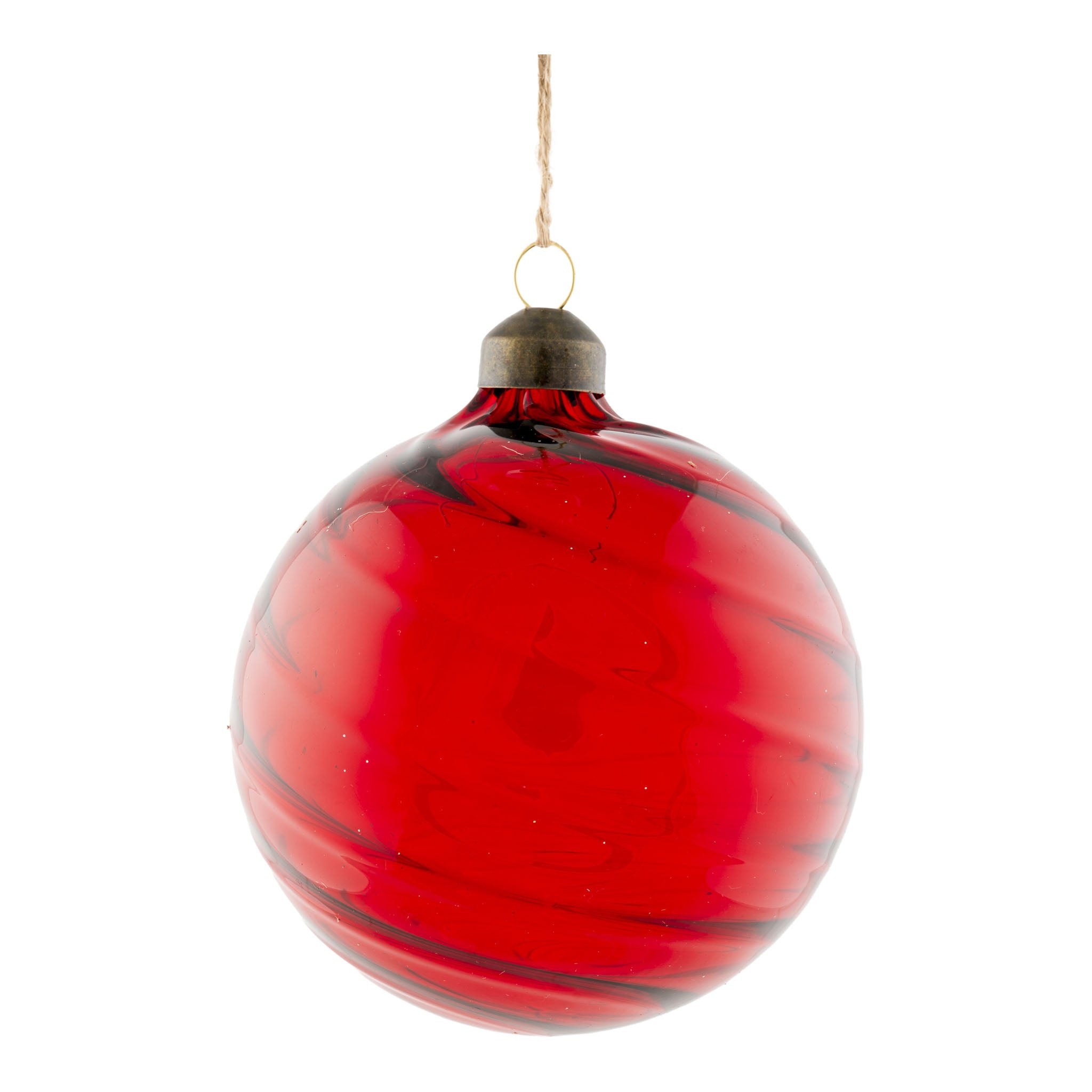 10cm Red Glass Swirl Ball - Seasonal Decor