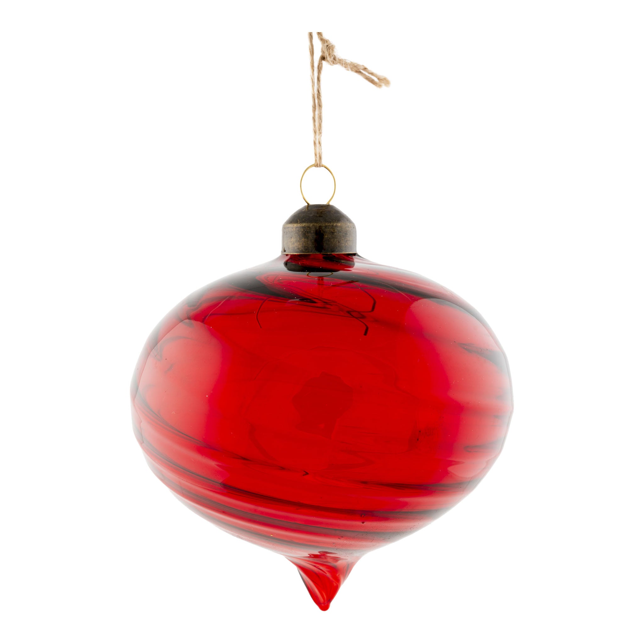 10cm Red Glass Swirl Drop - Seasonal Decor