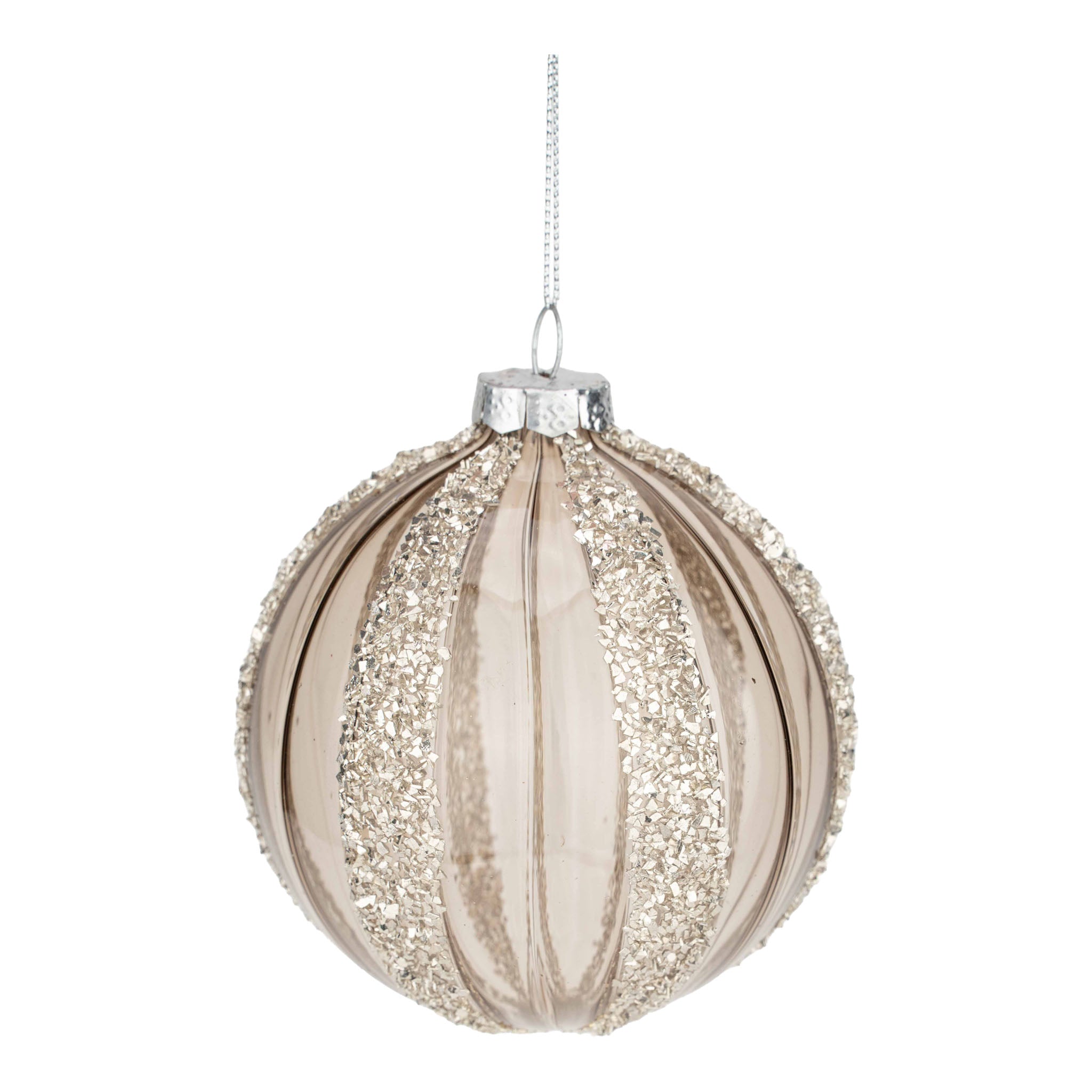 10cm Silver Encrusted Lined Ball - Seasonal Decor