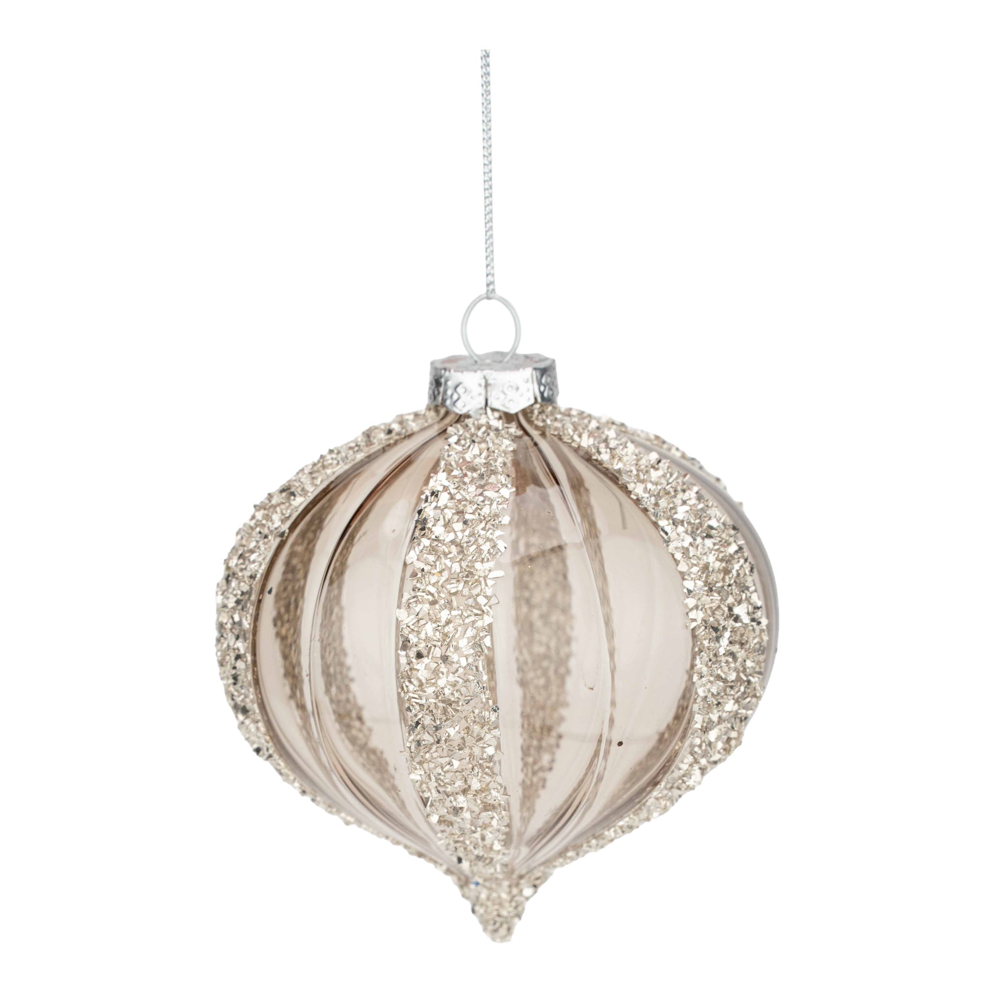 10cm Silver Encrusted Lined Drop - Seasonal Decor