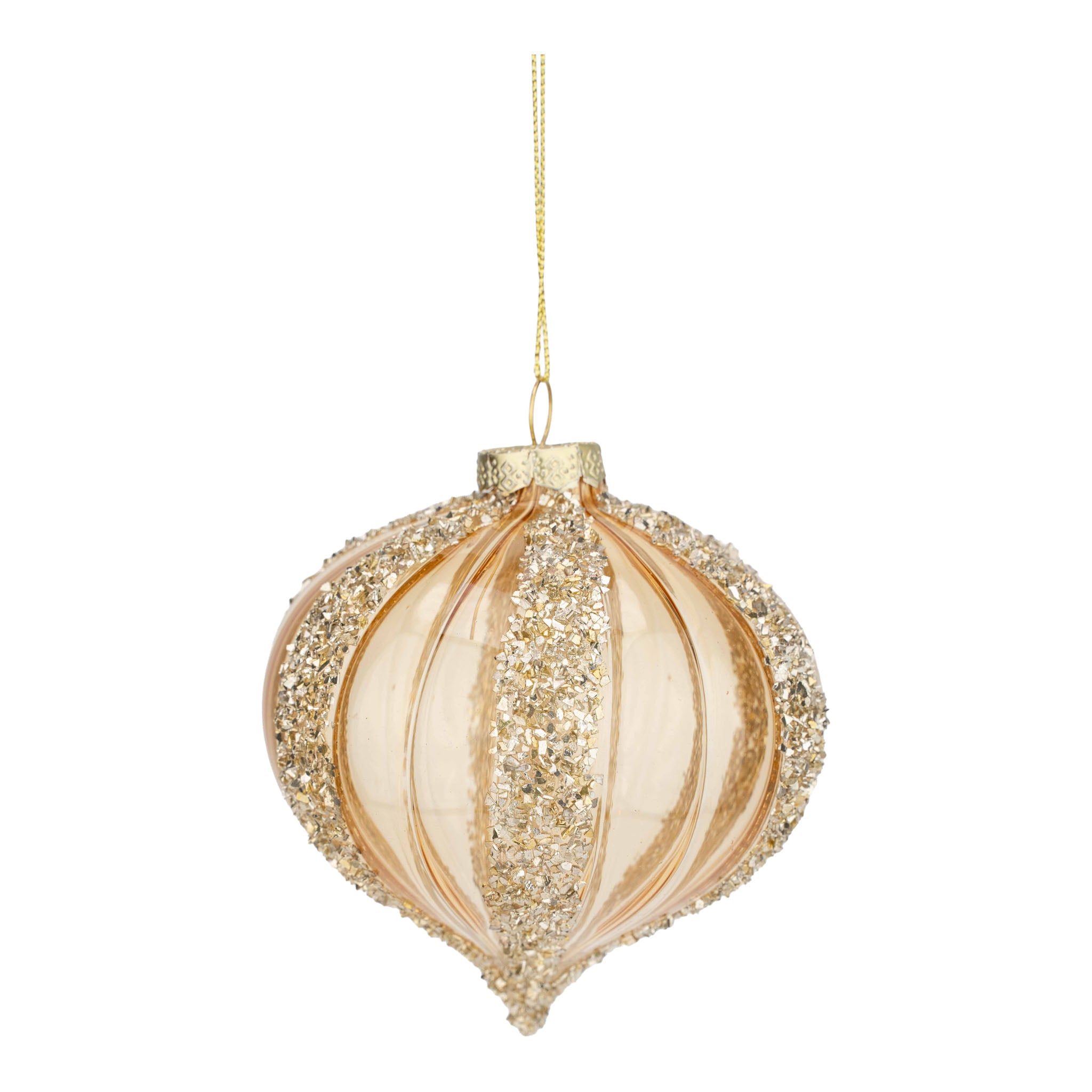10cm Champagne Encrusted Lined Drop - Seasonal Decor