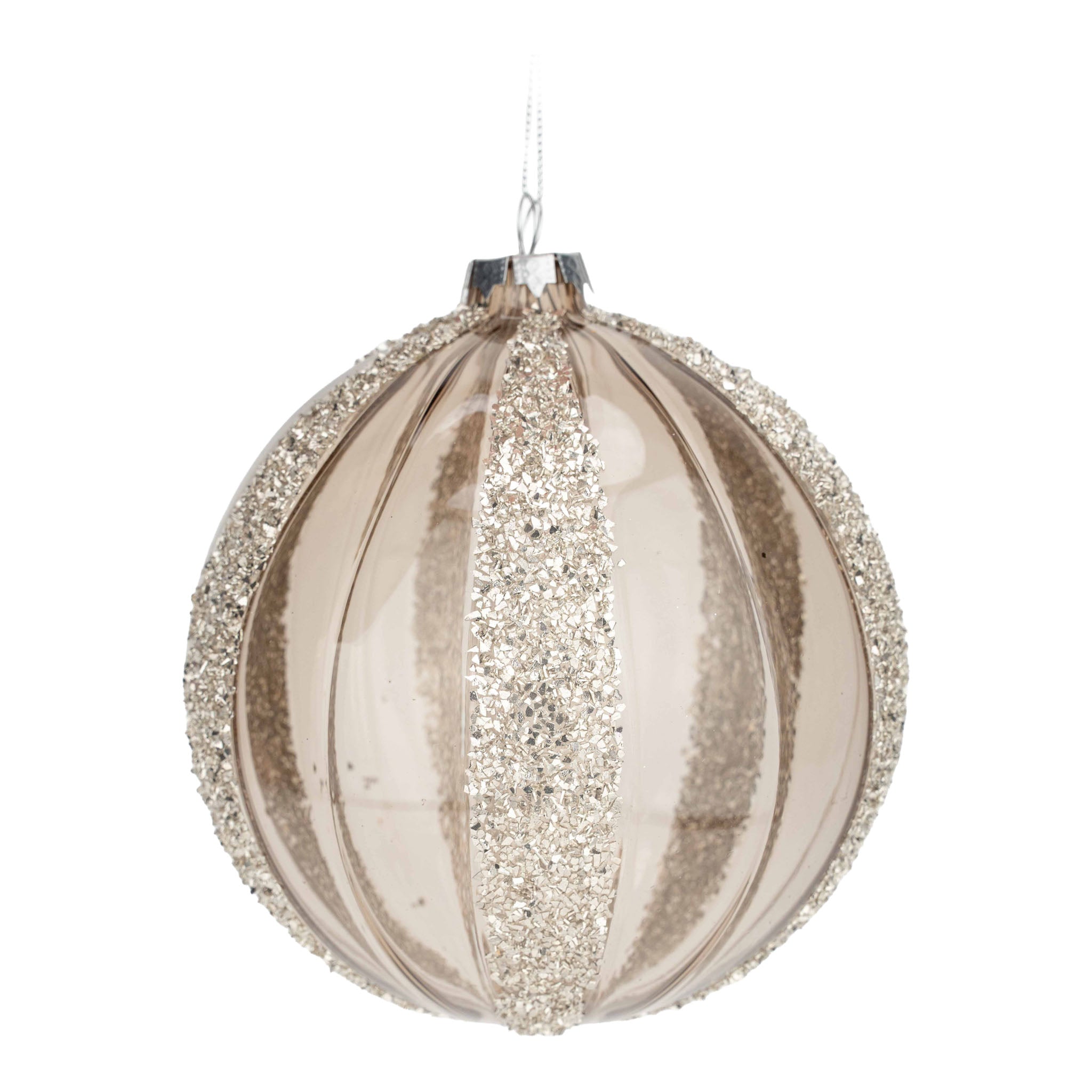 15cm Silver Encrusted Lined Ball - Seasonal Decor