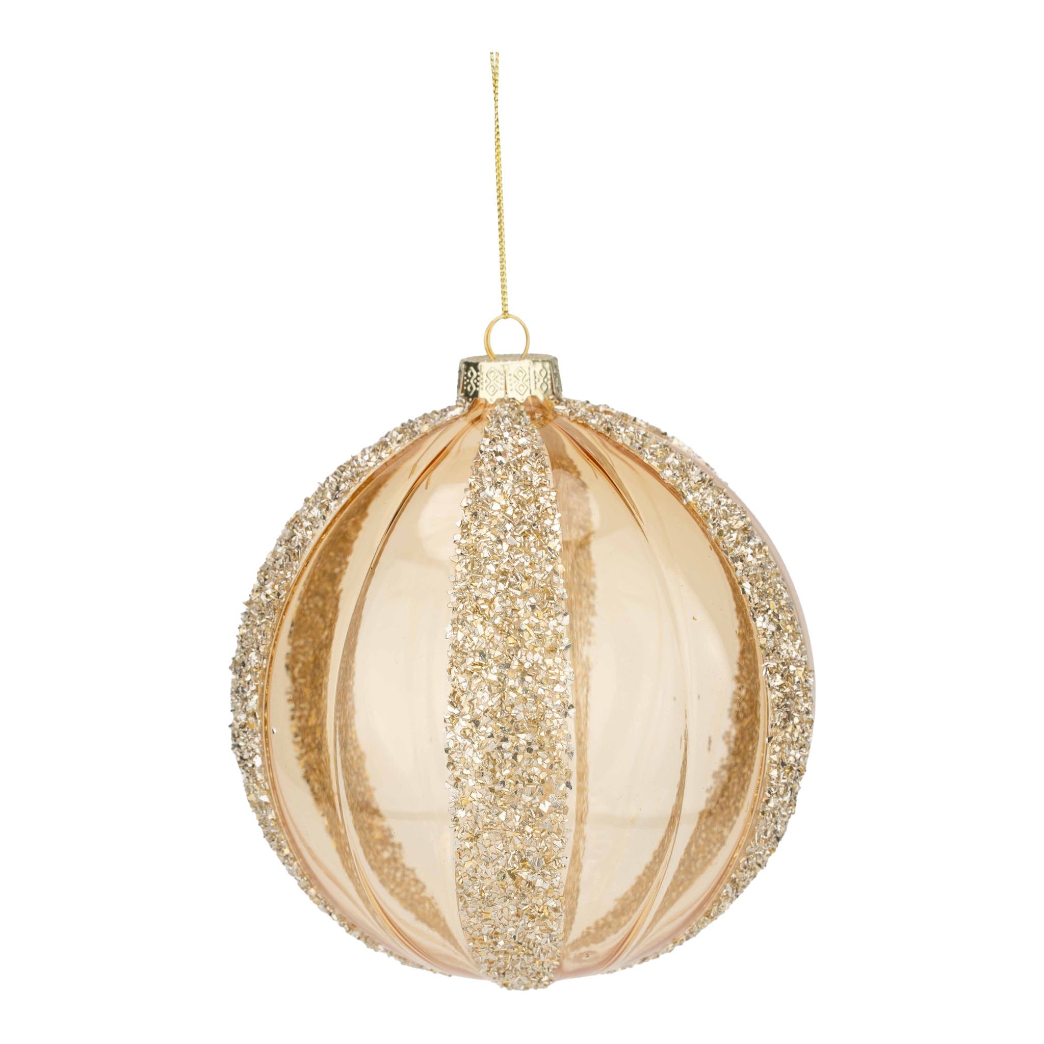 15cm Champagne Encrusted Lined Ball - Seasonal Decor