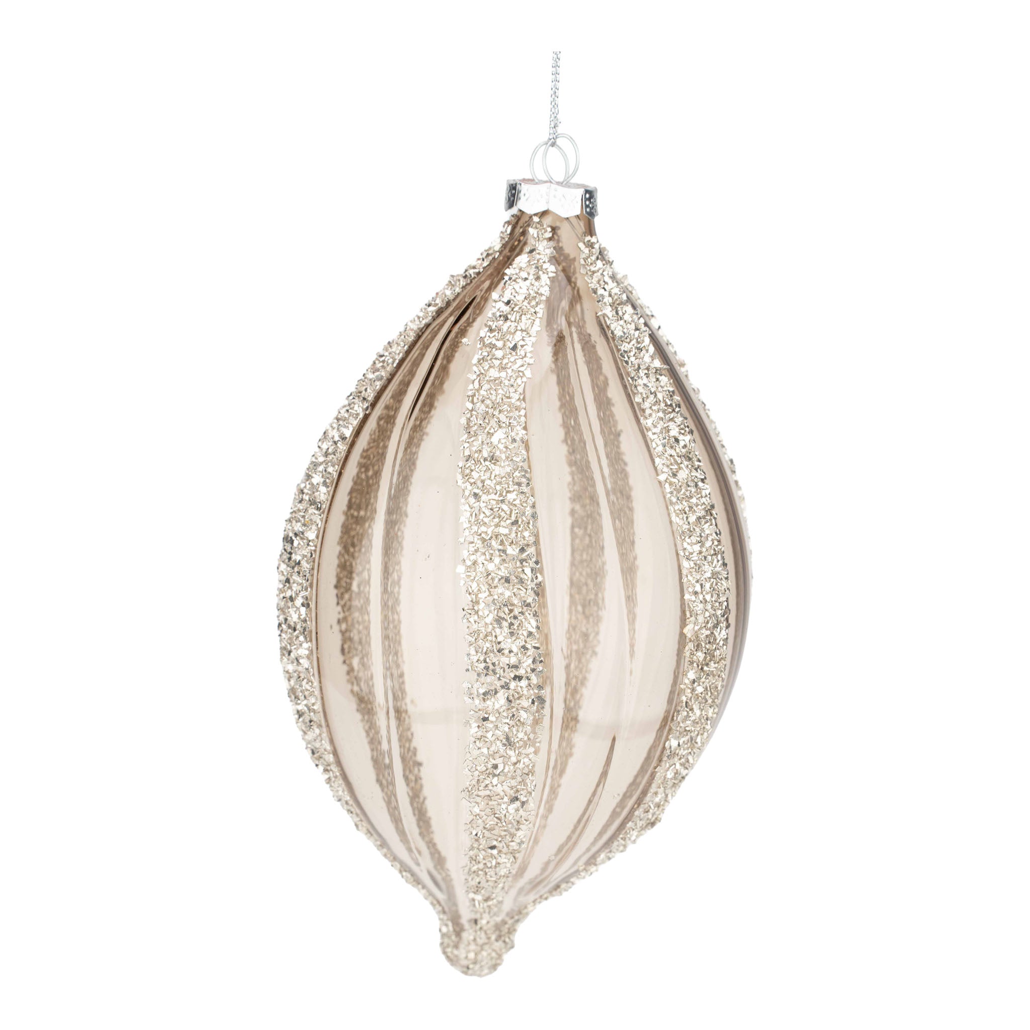 19cm Silver Encrusted Lined Ball - Seasonal Decor