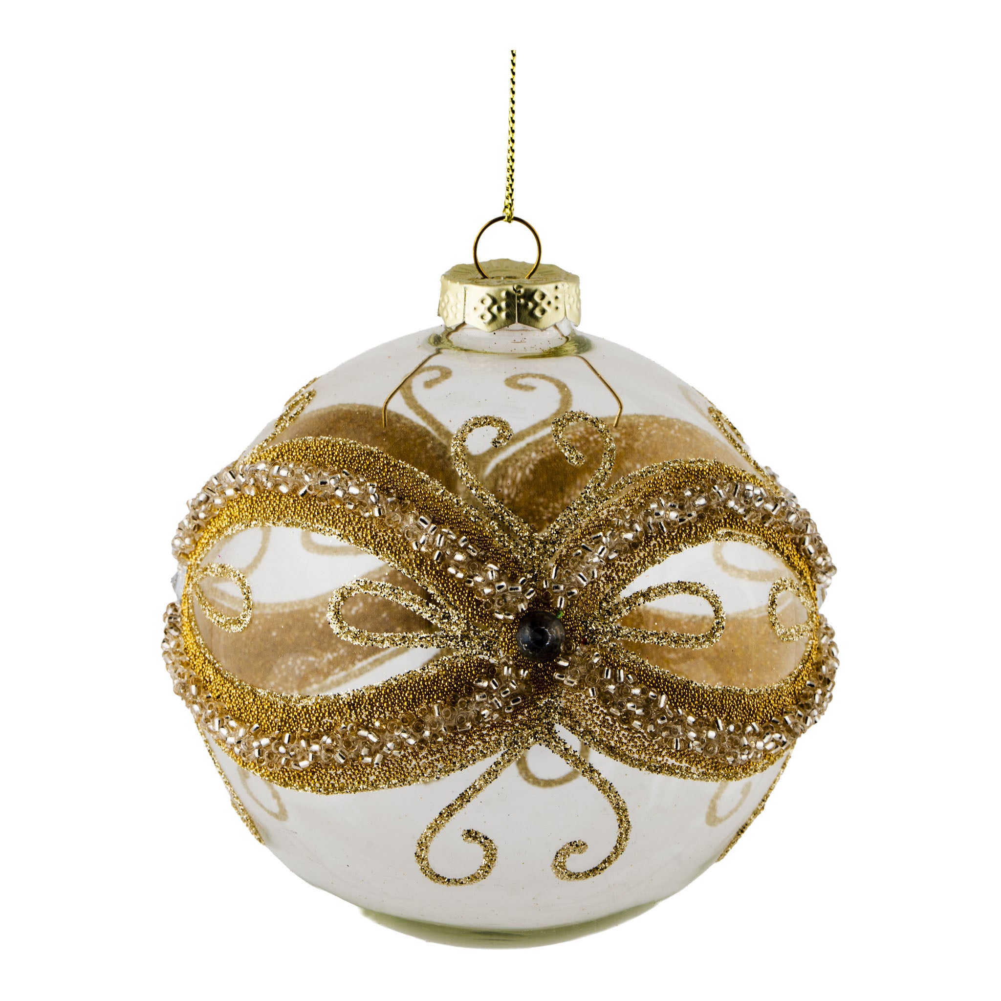 10cm Clear Gold Encrusted Ball - Seasonal Decor