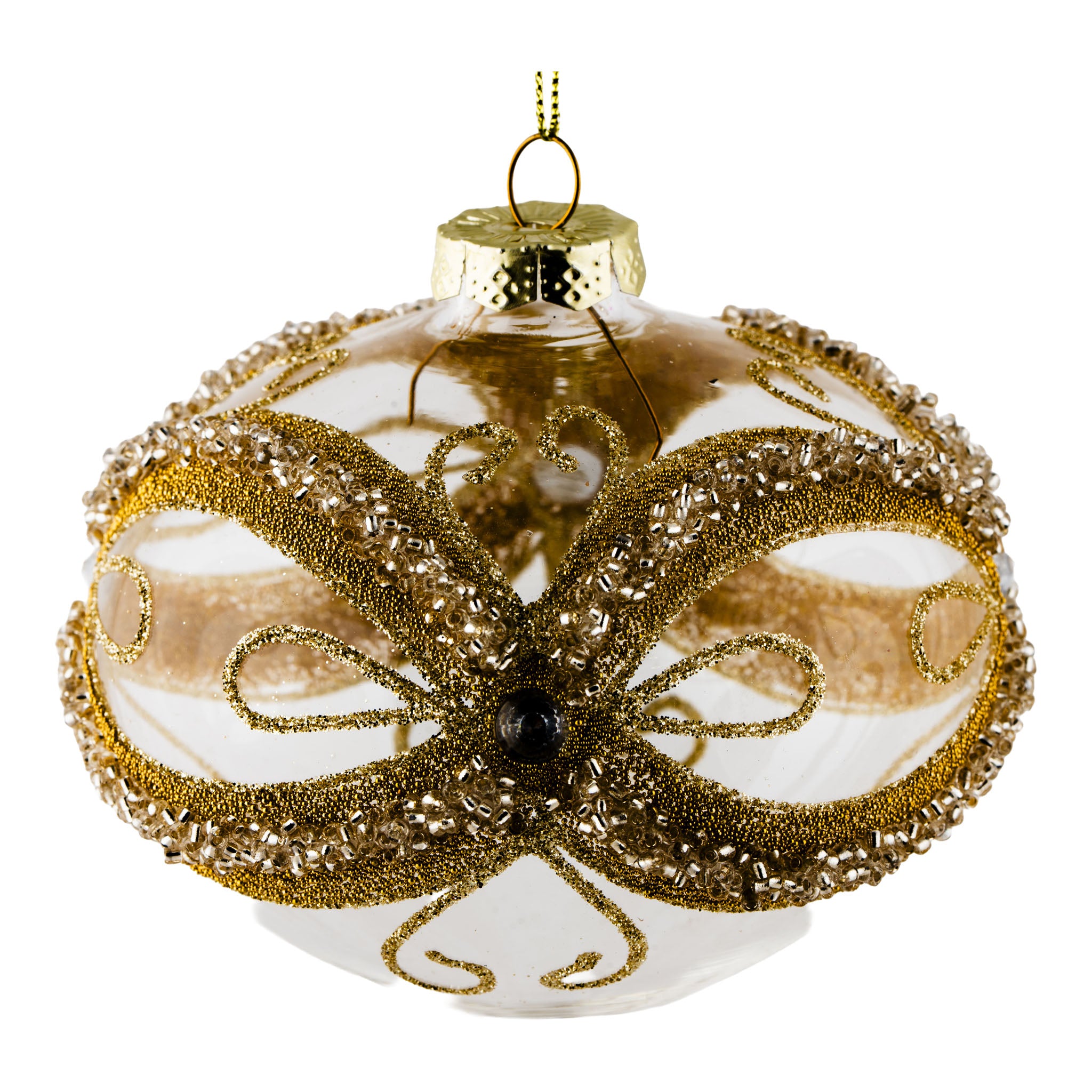 10cm Clear Gold Encrusted Drop - Seasonal Decor