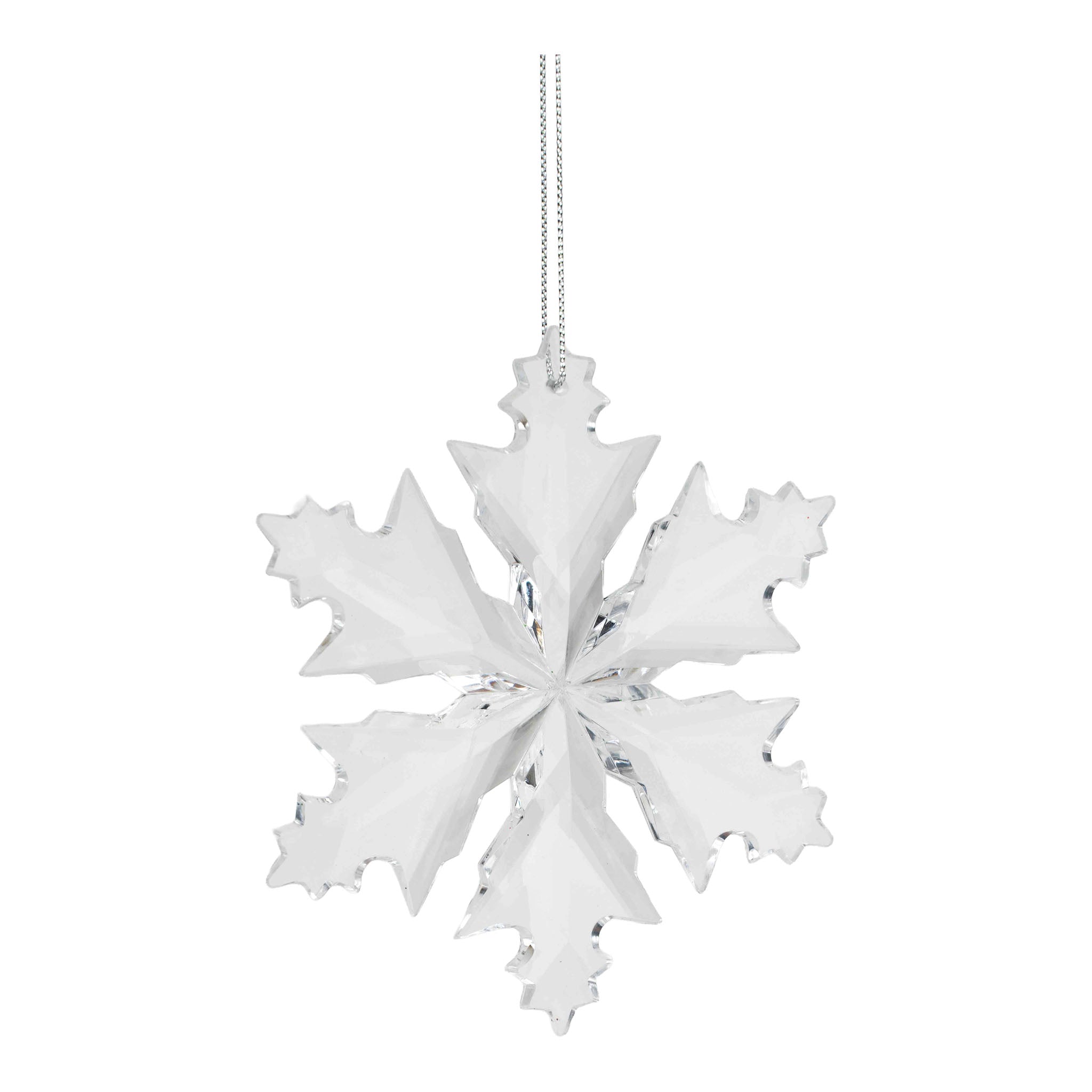 12cm Clear Silver Glass Snowflake - Seasonal Decor