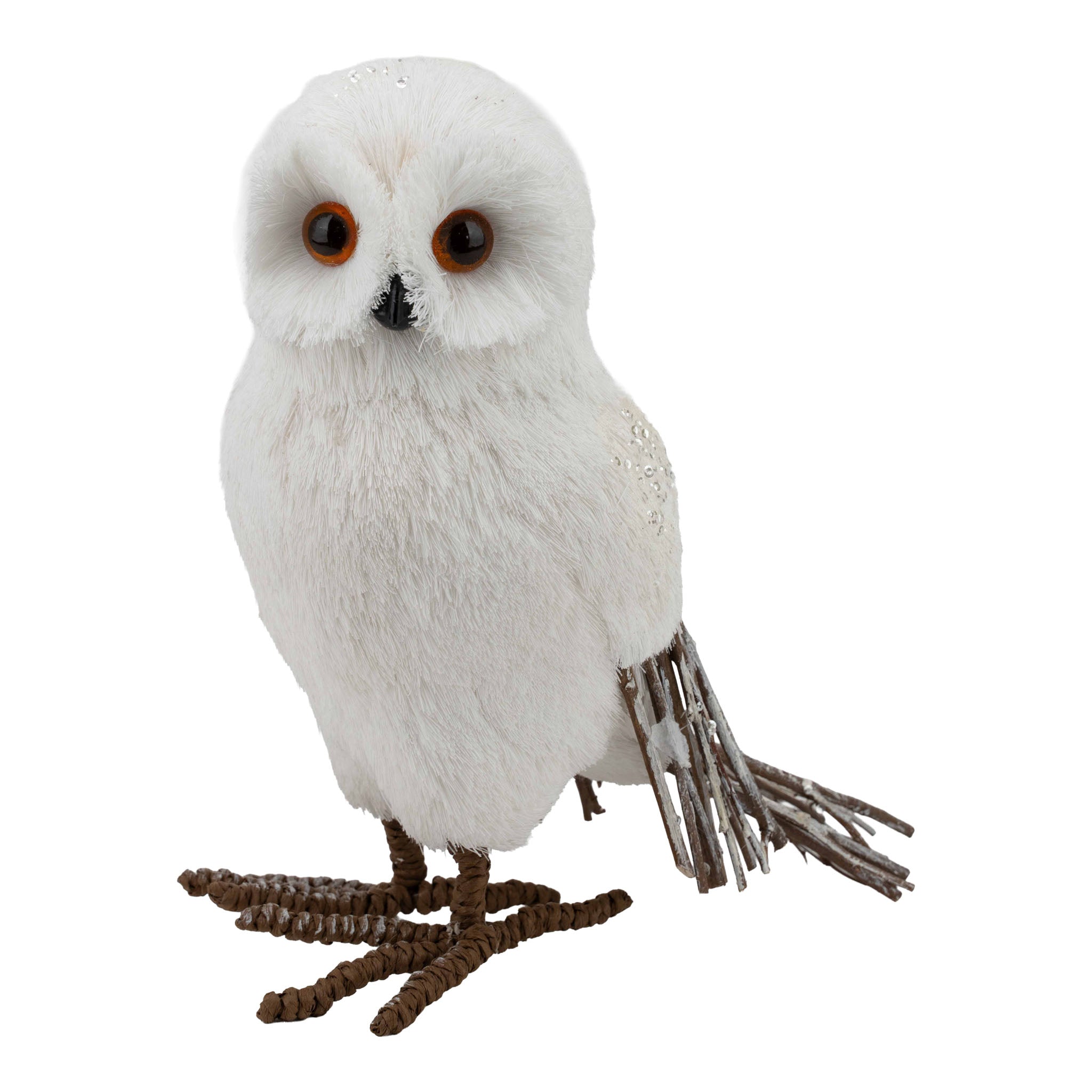 30cm Right White Owl Standing - Seasonal Decor