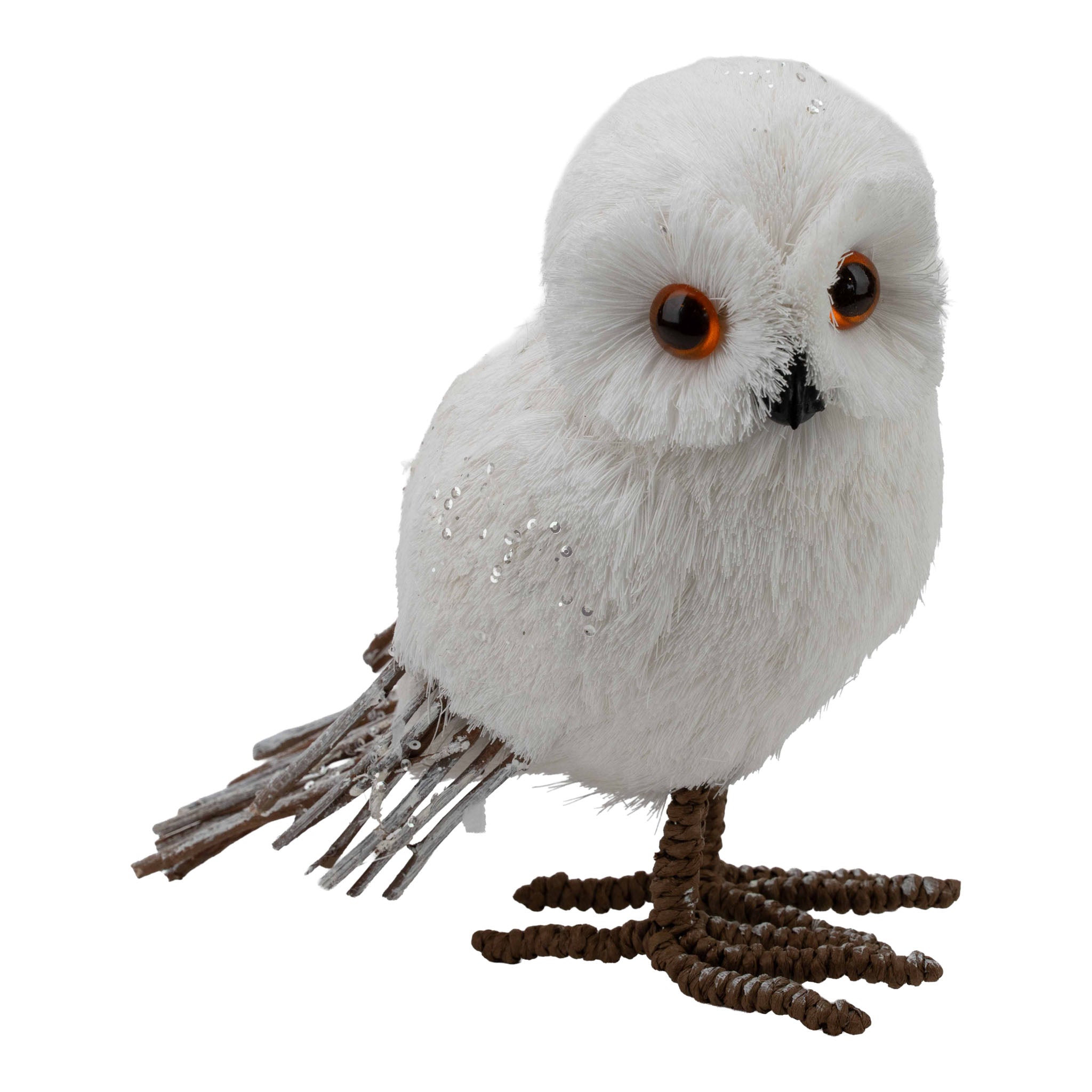 24cm Left White Owl Standing - Seasonal Decor
