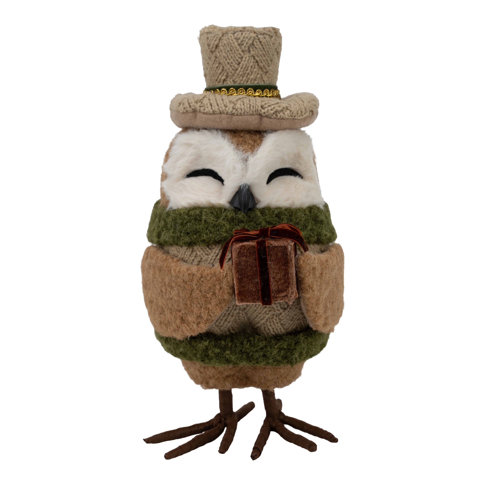 27cm Natural Owl with Gift Box - Seasonal Decor