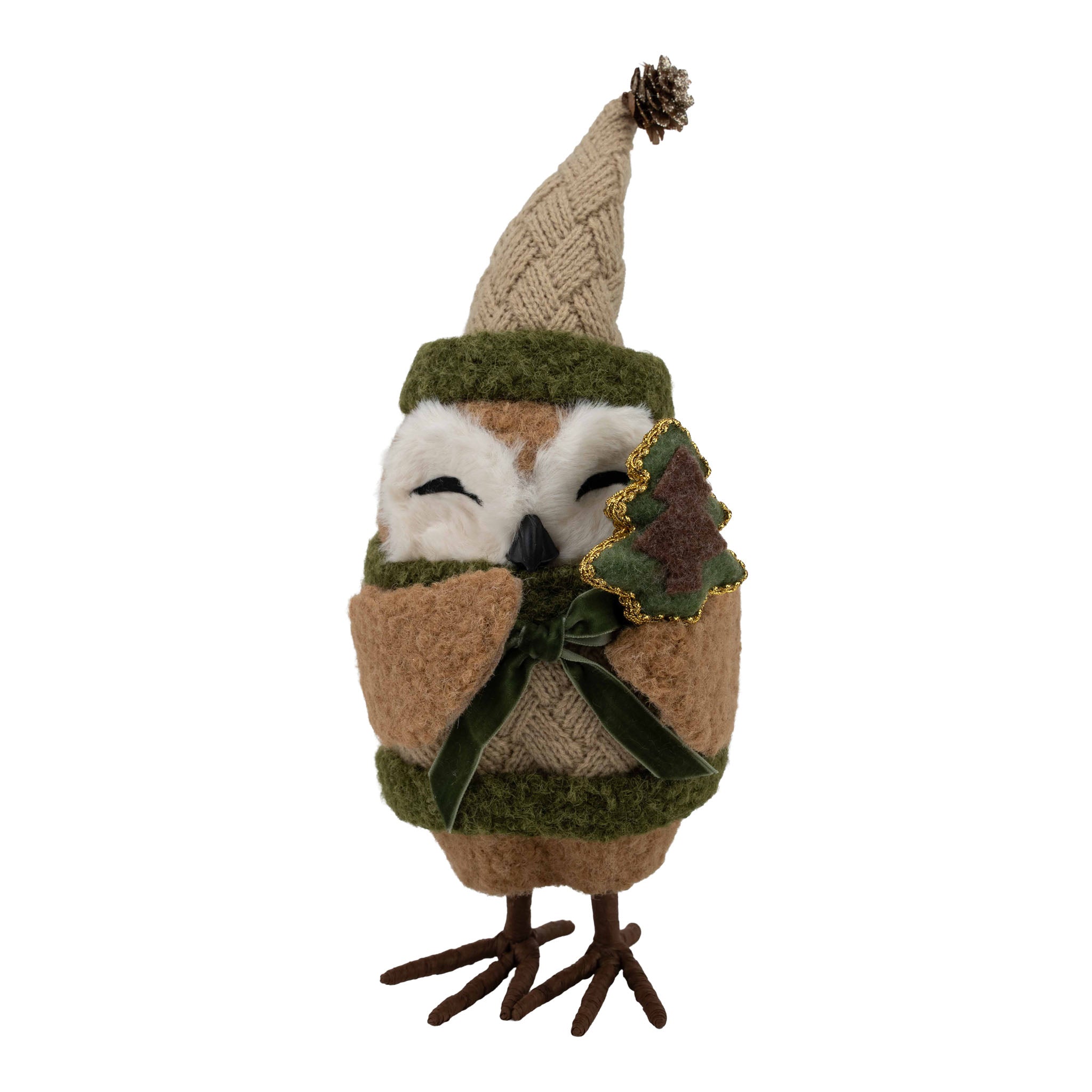 27cm Natural Owl with Tree - Seasonal Decor
