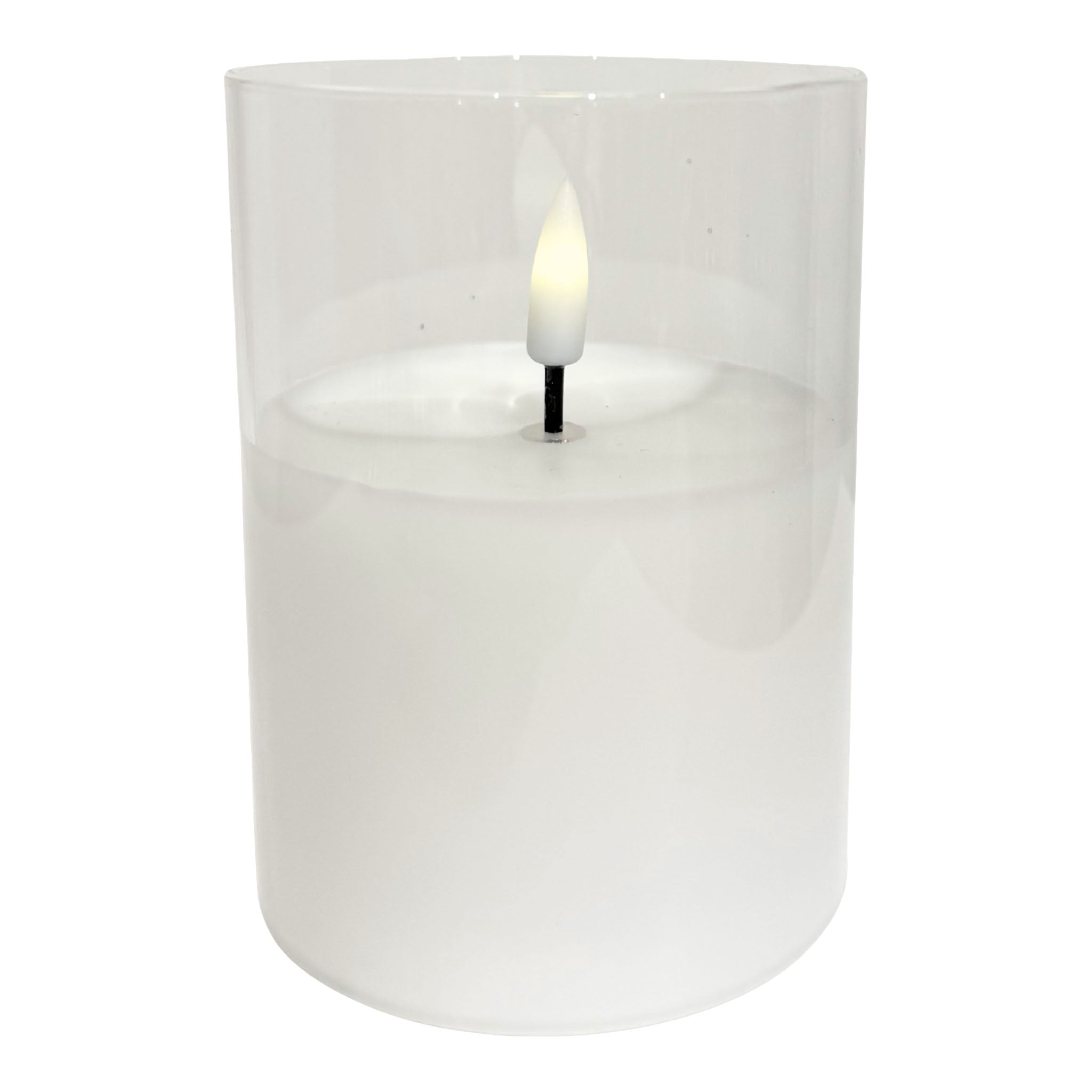 Aurelia 7.5cm D x 10cm H Sm LED White Candle w/ Glass - Seasonal Decor