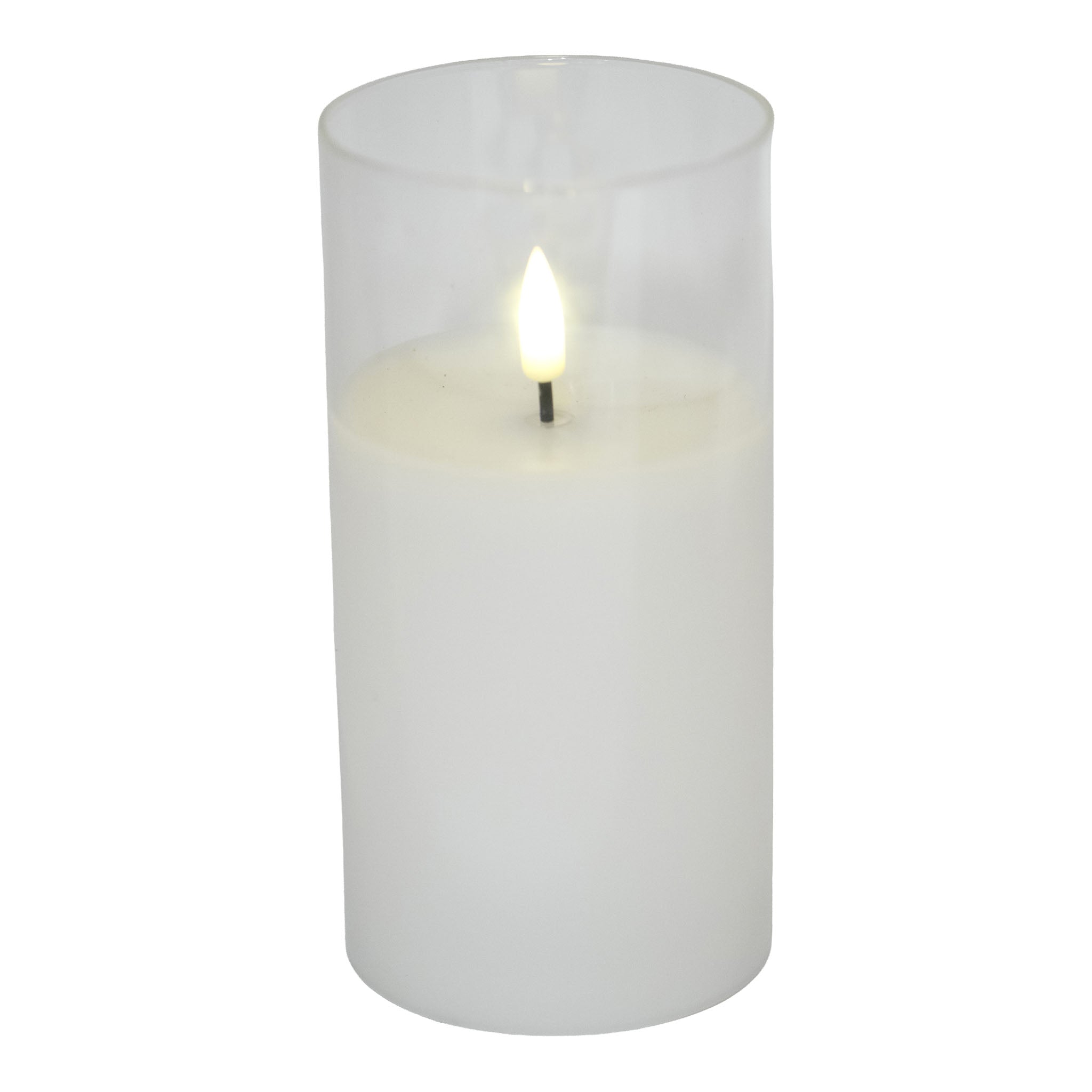 Aurelia 7.5cm D x 15cm H Sm LED White Candle w/ Glass - Seasonal Decor