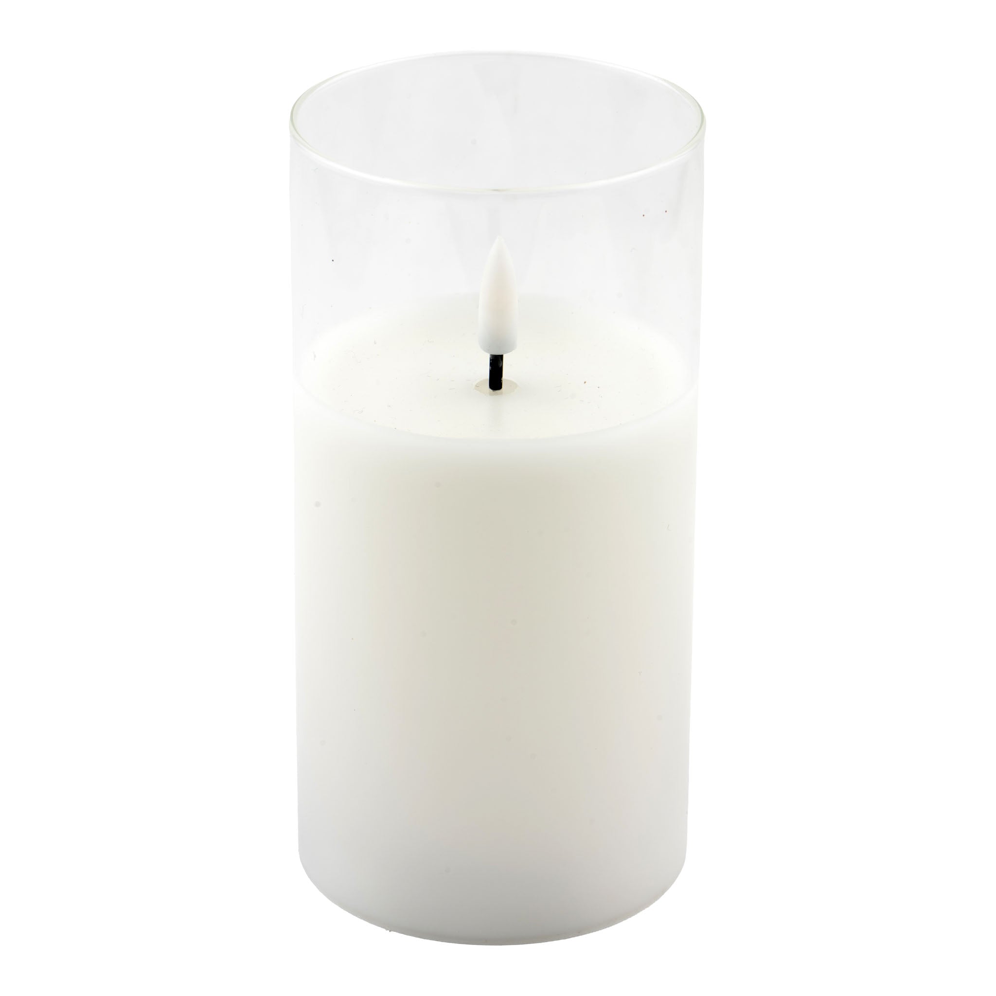 Aurelia 7.5cm D x 15cm H Sm LED White Candle w/ Glass - Seasonal Decor