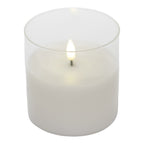 Aurelia 10cm D x 10cm H Med LED White Candle w/ Glass - Seasonal Decor