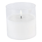 Aurelia 10cm D x 10cm H Med LED White Candle w/ Glass - Seasonal Decor