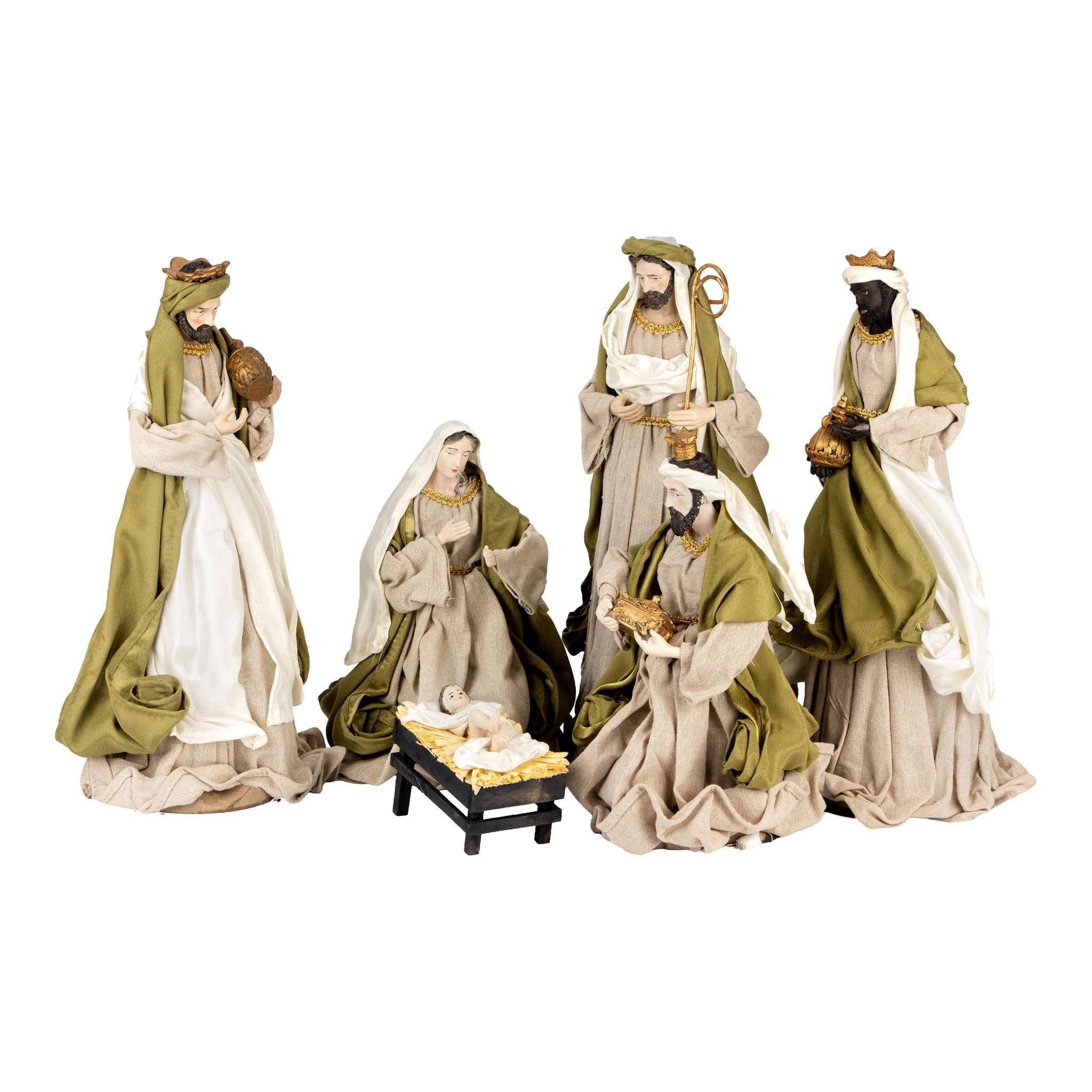 40cm 6 Piece Nativity Green - Seasonal Decor