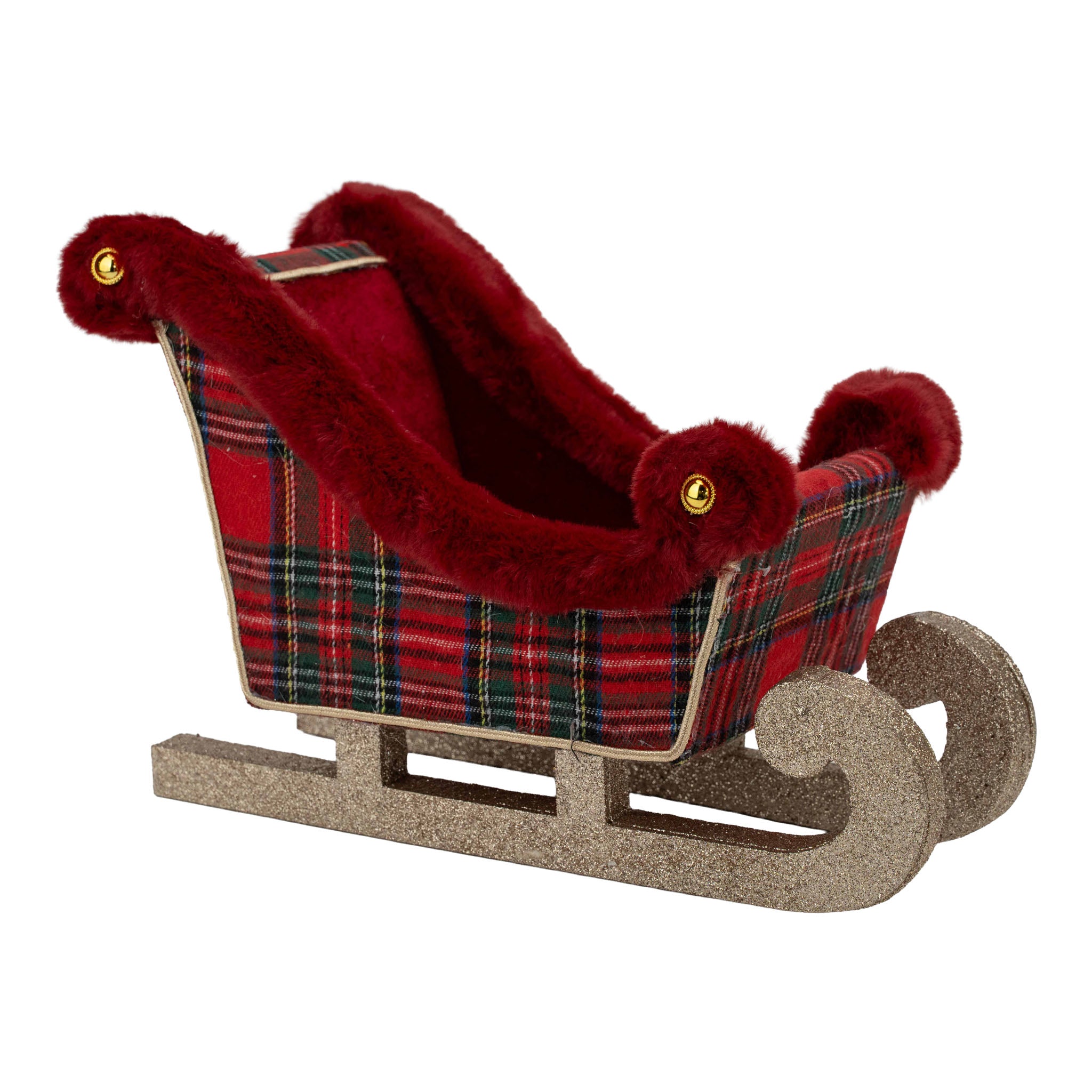30cm Tartan Sleigh - Seasonal Decor