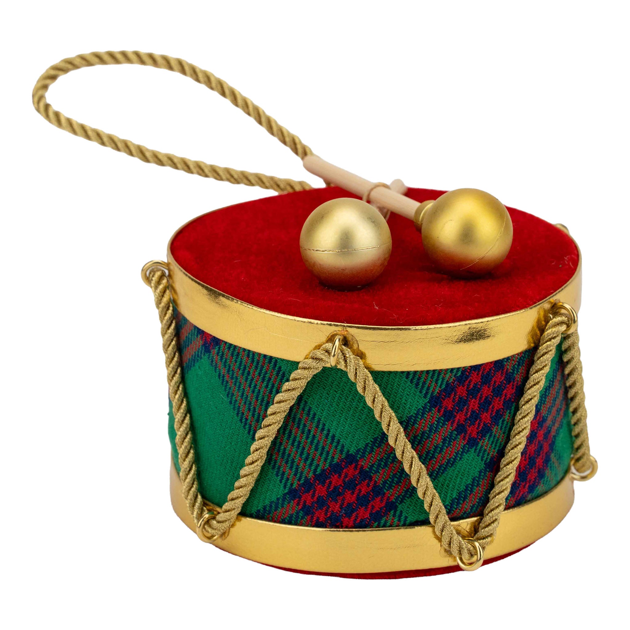 9cm Drum Red Tartan - Seasonal Decor
