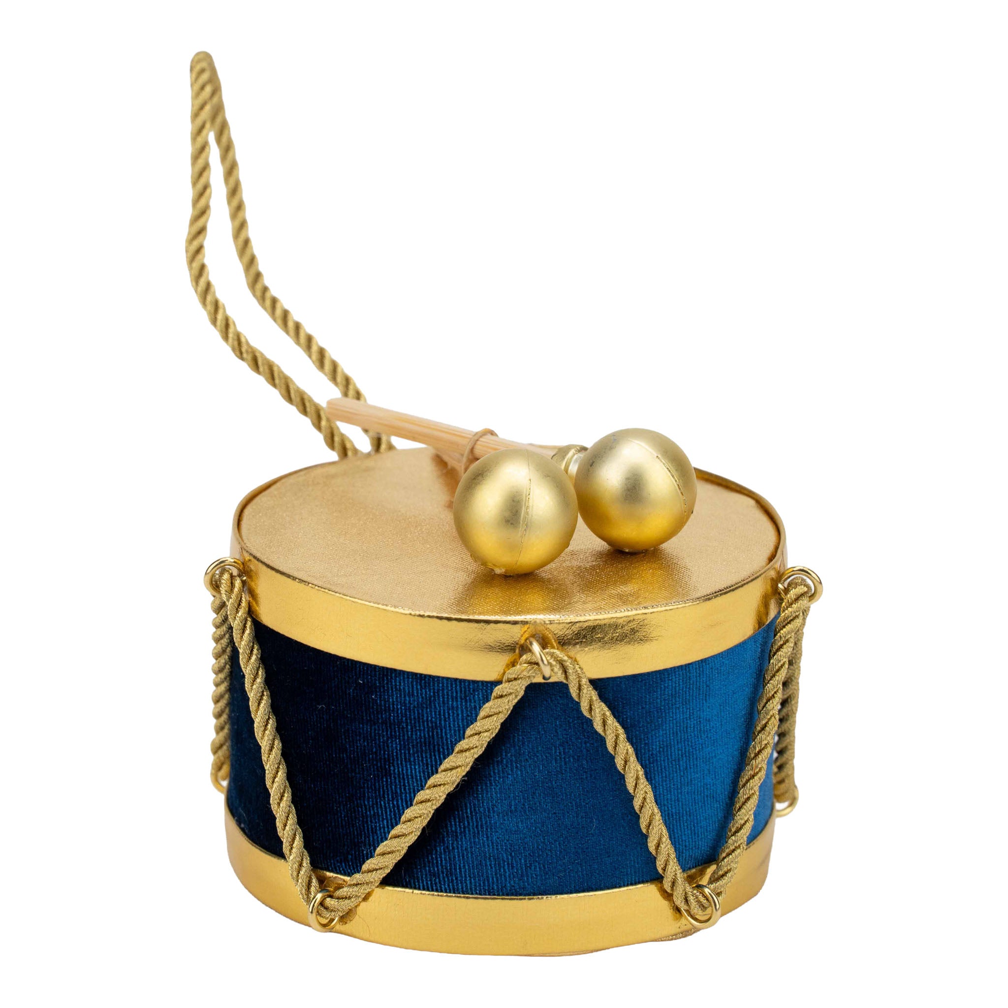 9cm Drum Gold Blue - Seasonal Decor