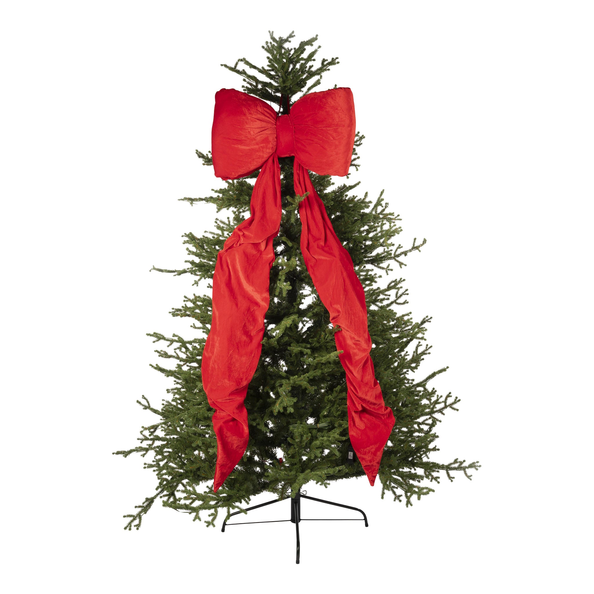 155cm Red Velvet Bow, Draped Unweighted Tails - Seasonal Decor