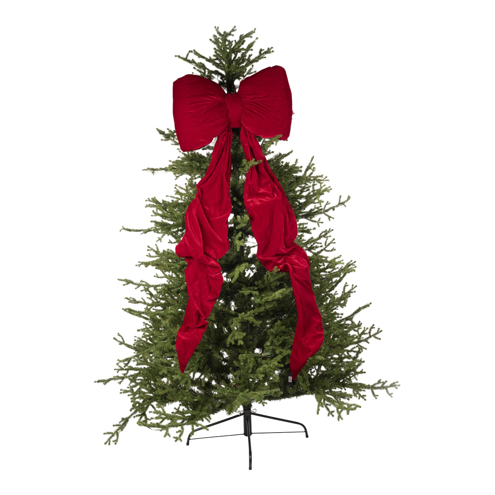 155cm Burgundy Velvet Bow, Draped Unweighted Tails - Seasonal Decor