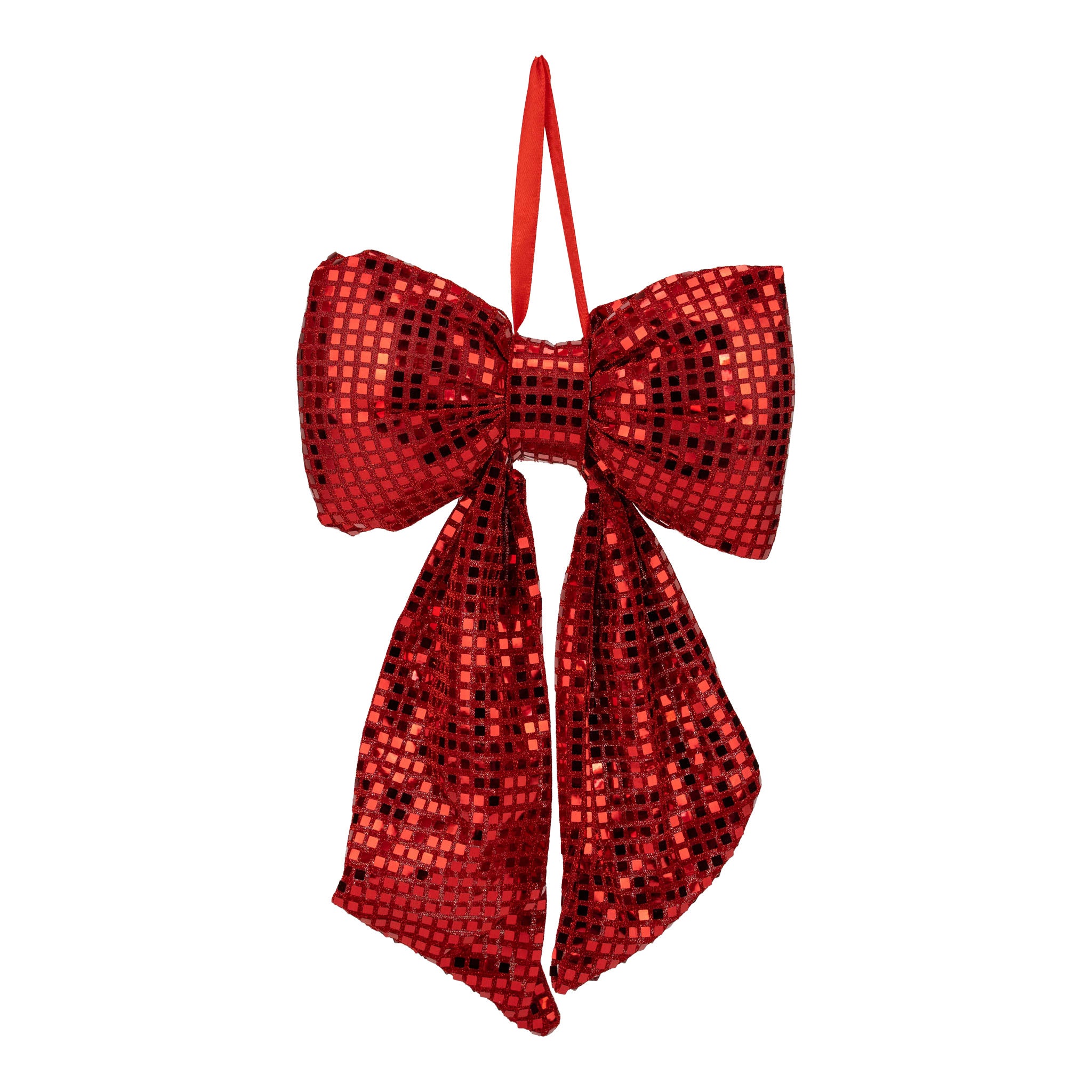 30cm Red Disco Sparkle Bow - Seasonal Decor