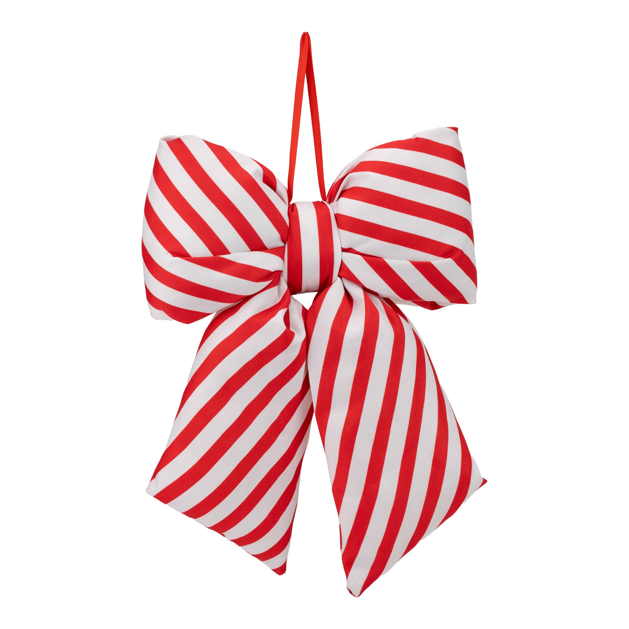 30cm Red White Striped Bow - Seasonal Decor