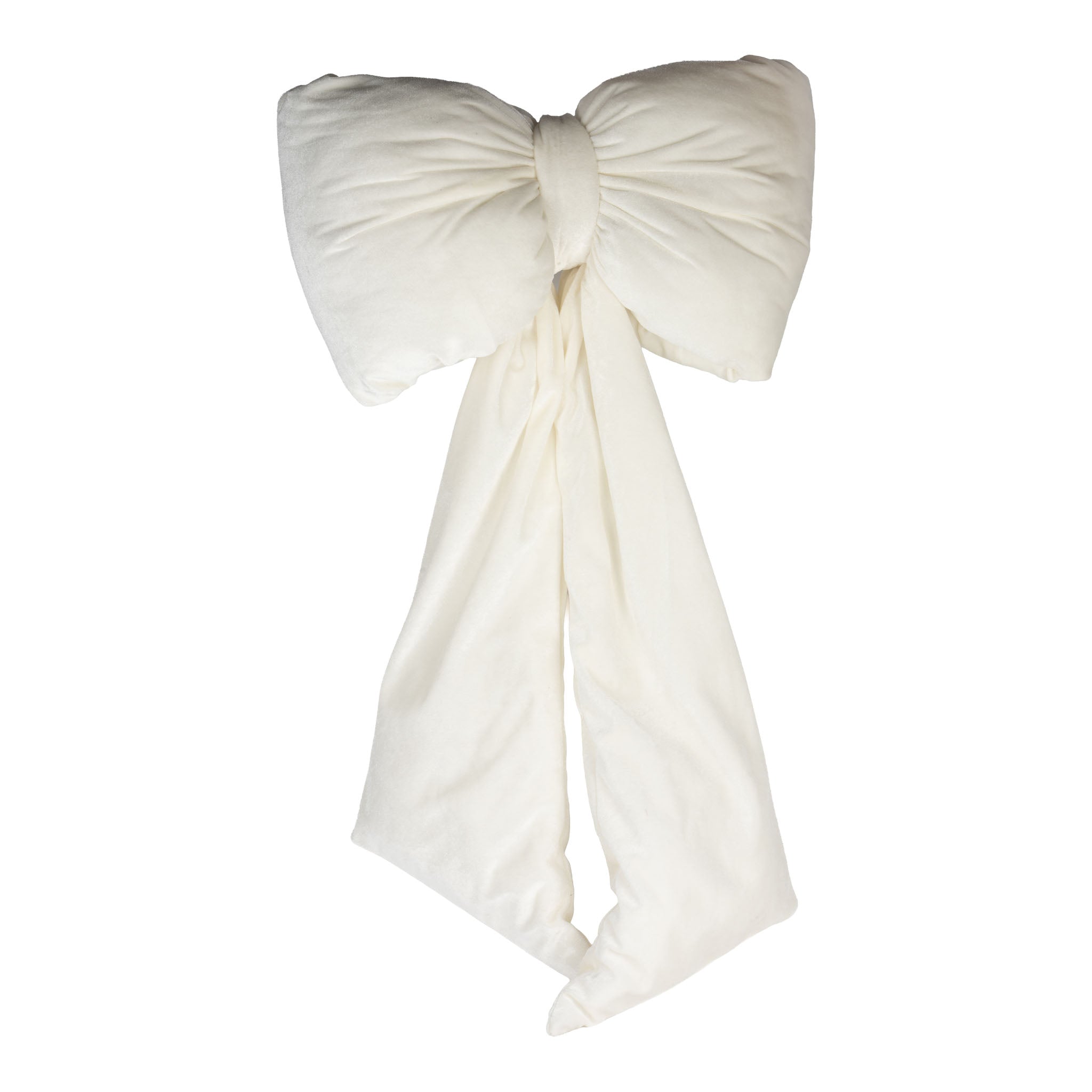 85cm White Velvet Bow, Cotton Weighted Tails - Seasonal Decor