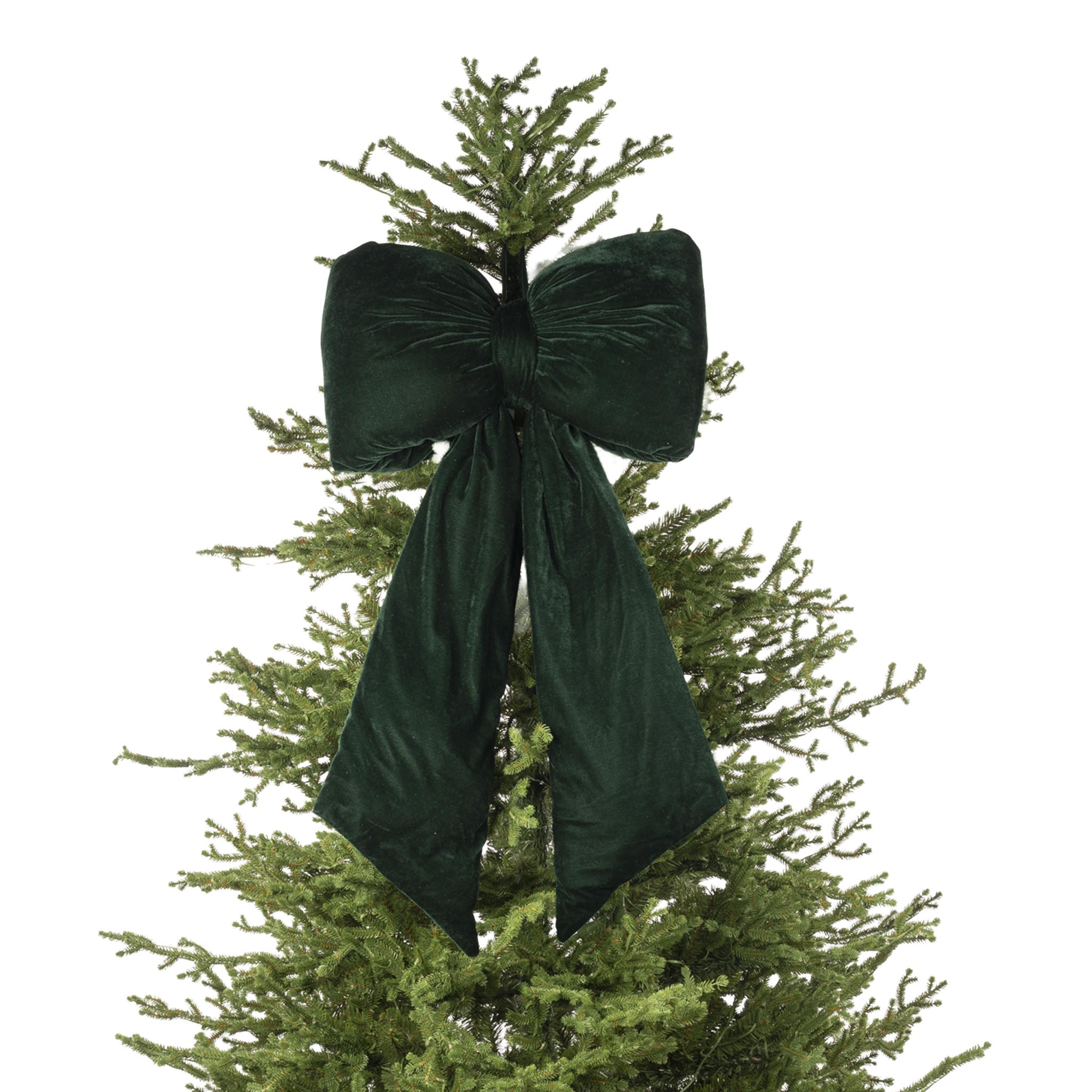 85cm Green Velvet Bow, Cotton Weighted Tails - Seasonal Decor