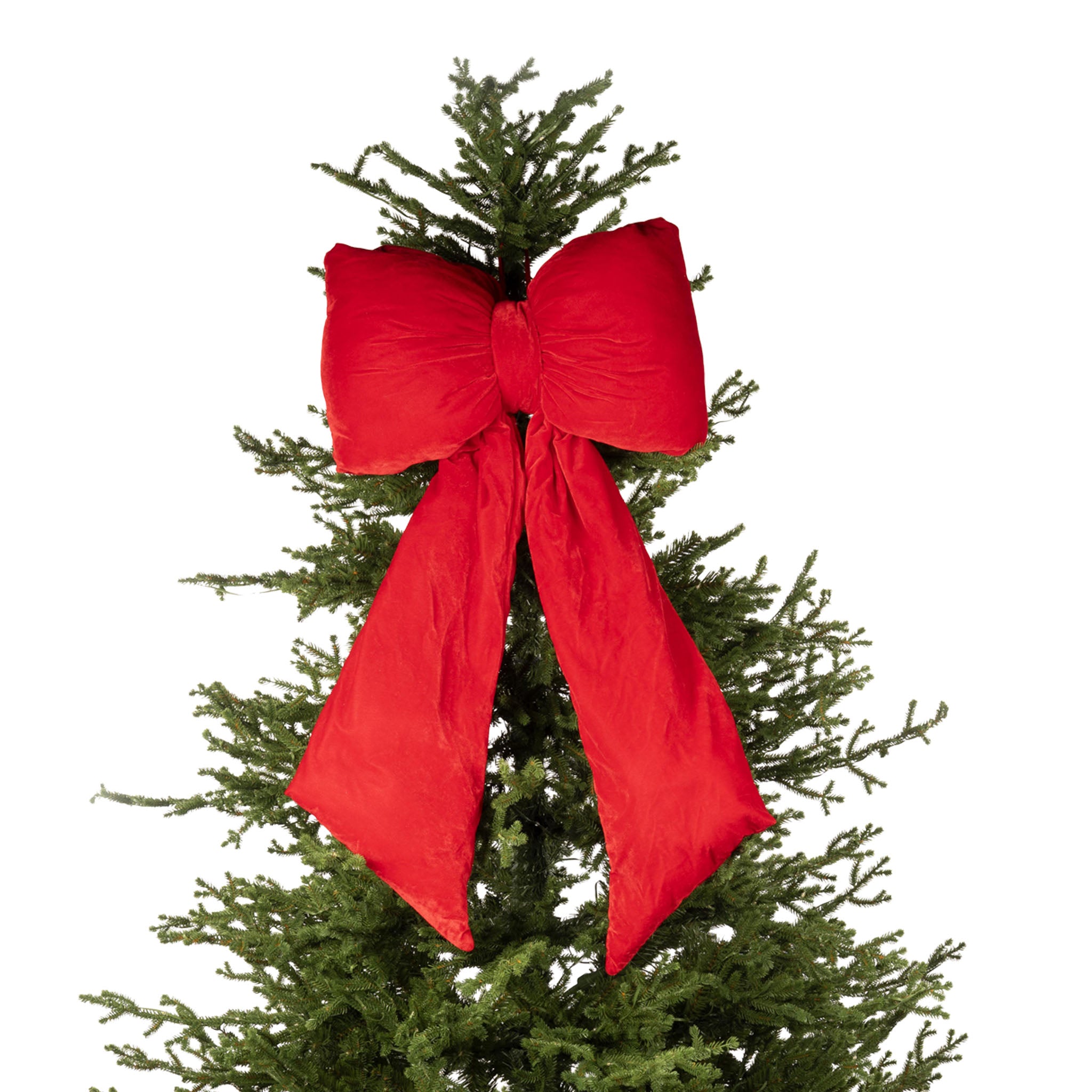 85cm Red Velvet Bow, Cotton Weighted Tails - Seasonal Decor
