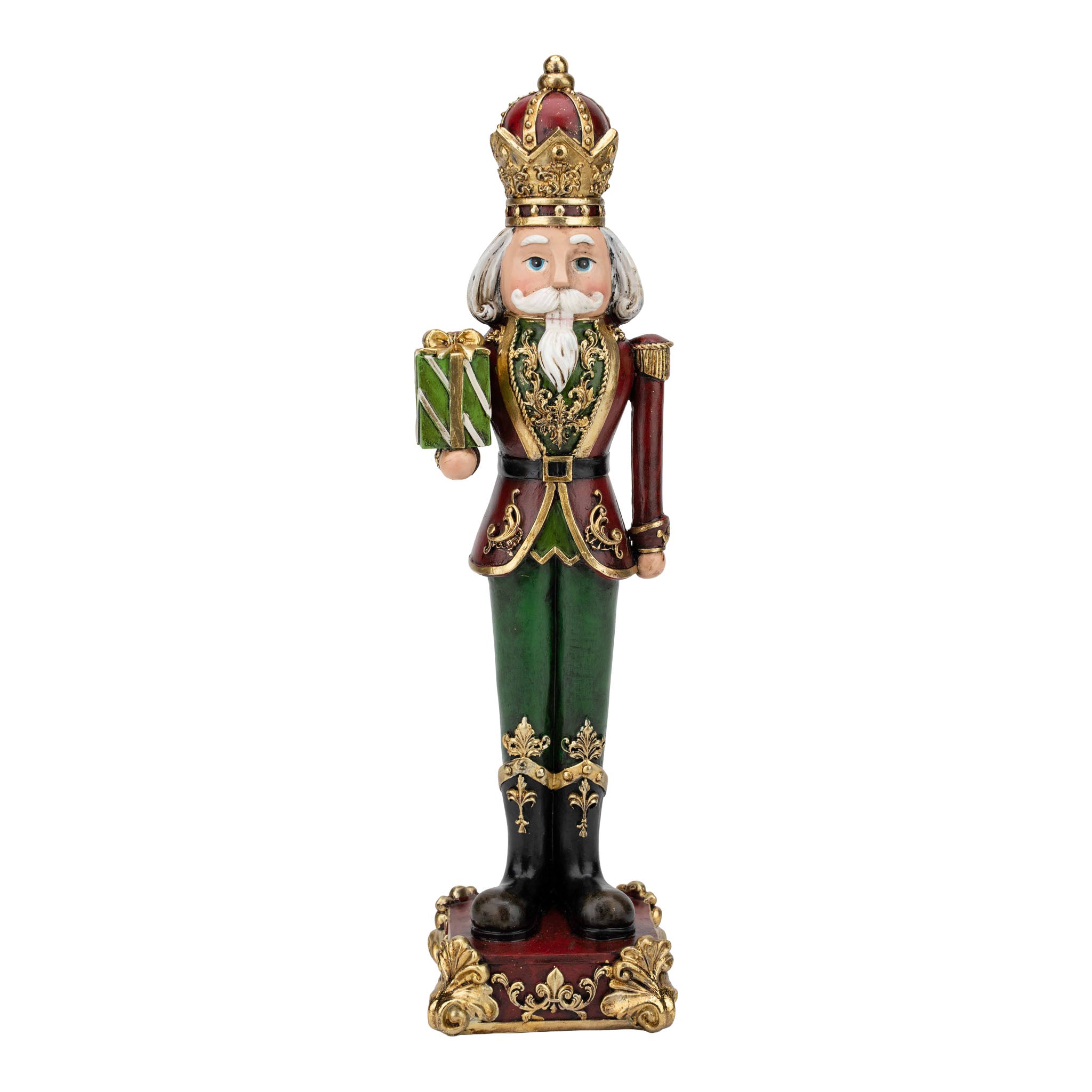 35cm Traditional Nutcracker with Gift - Seasonal Decor