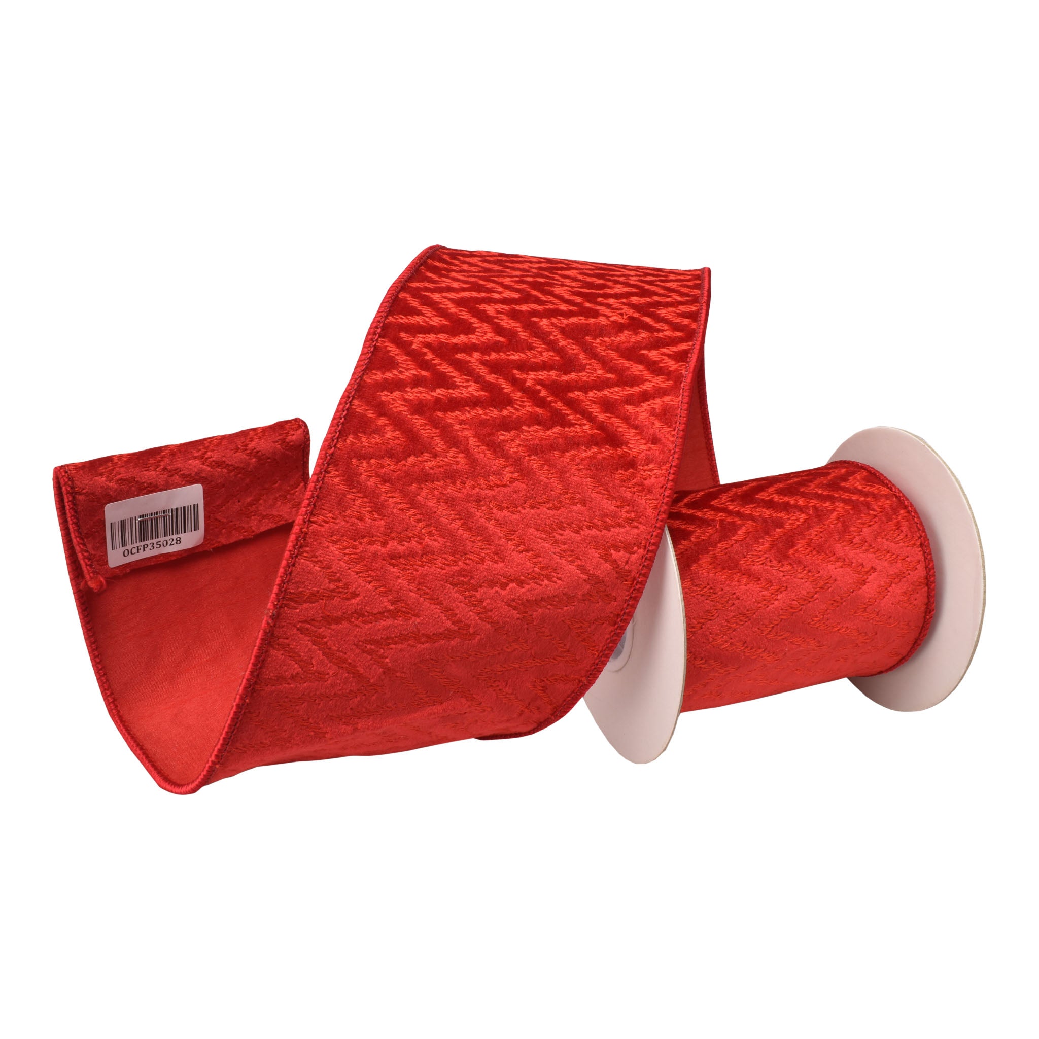 100mm Red Zig Zag Ribbon 9.14 Mts L - Seasonal Decor