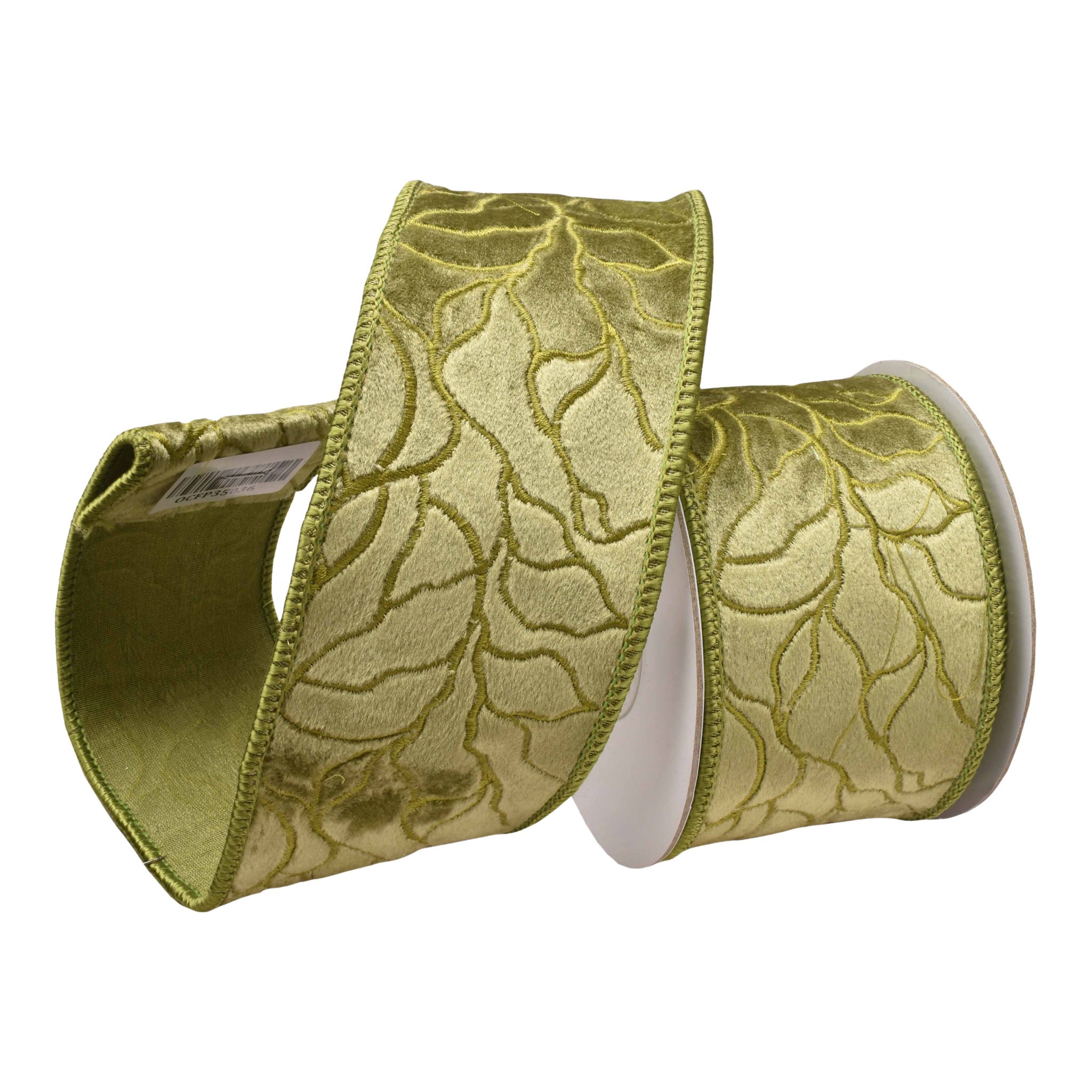 64mm Green Leaf Ribbon 9.14 Mts L - Seasonal Decor