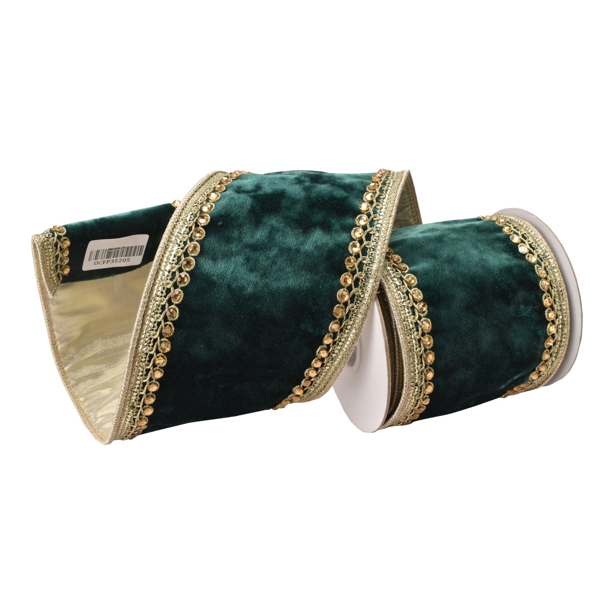 100mm Green Gold Edge Ribbon 9.14 Mts L - Seasonal Decor